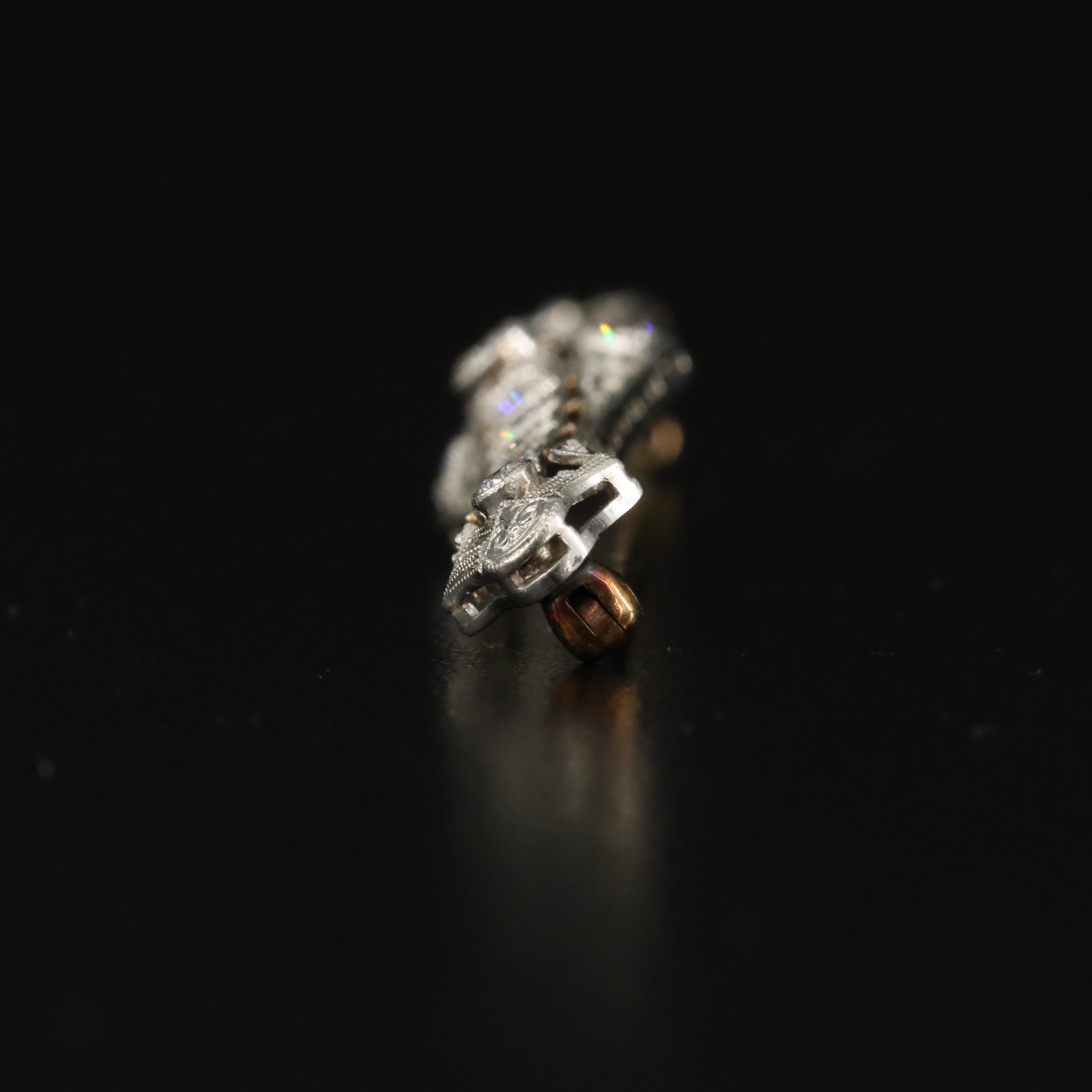 Edwardian Platinum 0.90 CTW Diamond Bar Brooch