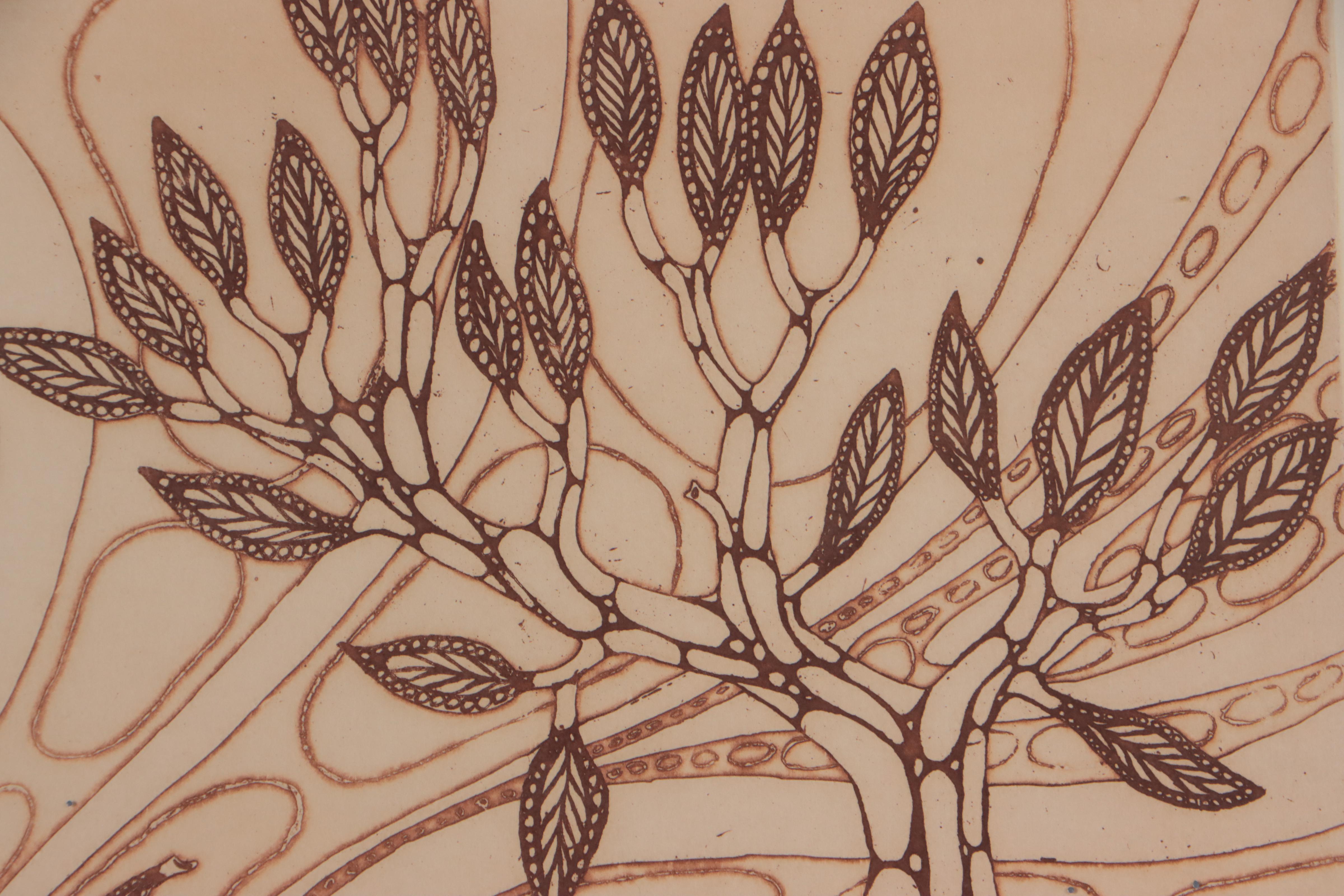 Jesse Allen Landscape Aquatint of Volcano and Bird, 1972