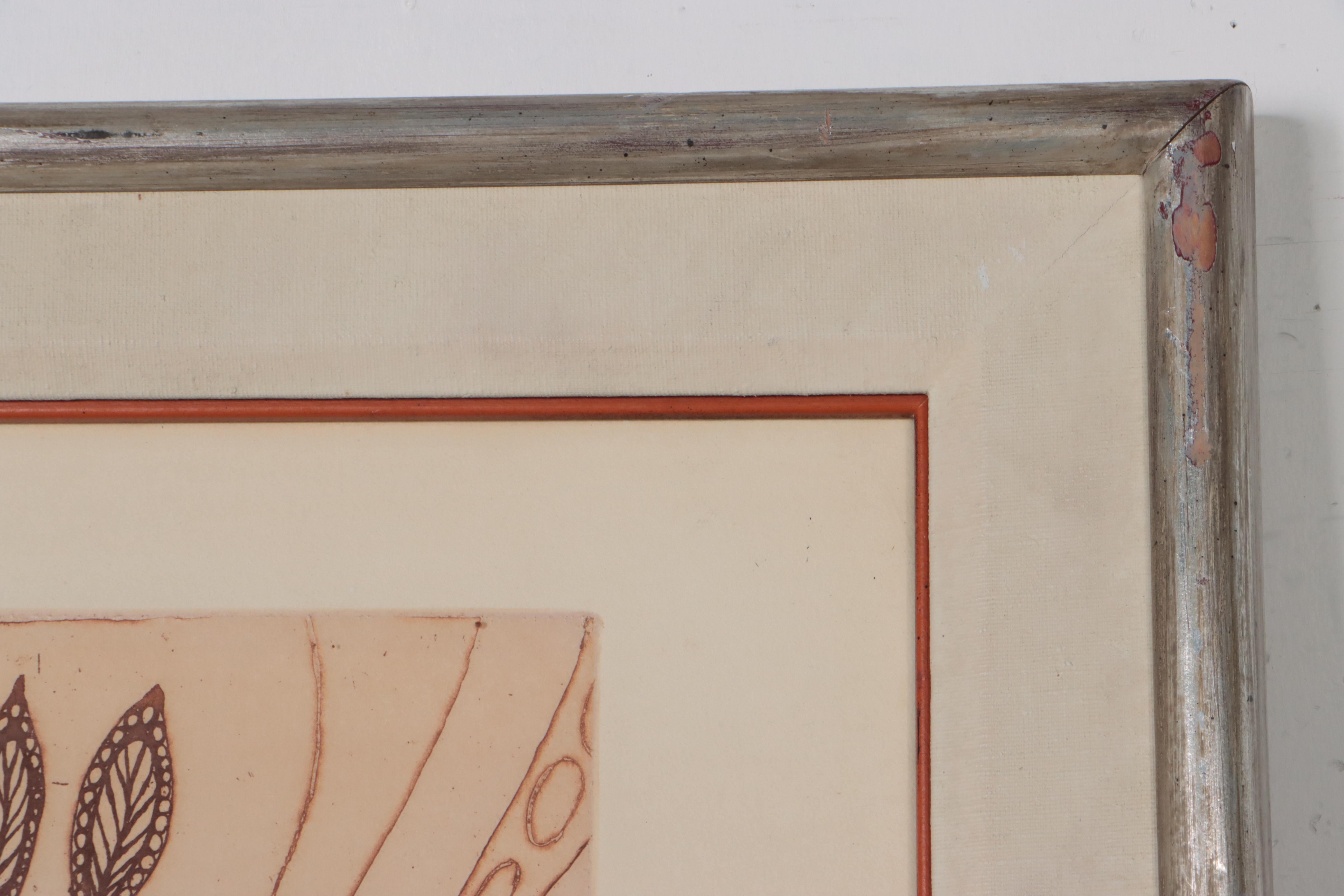 Jesse Allen Landscape Aquatint of Volcano and Bird, 1972