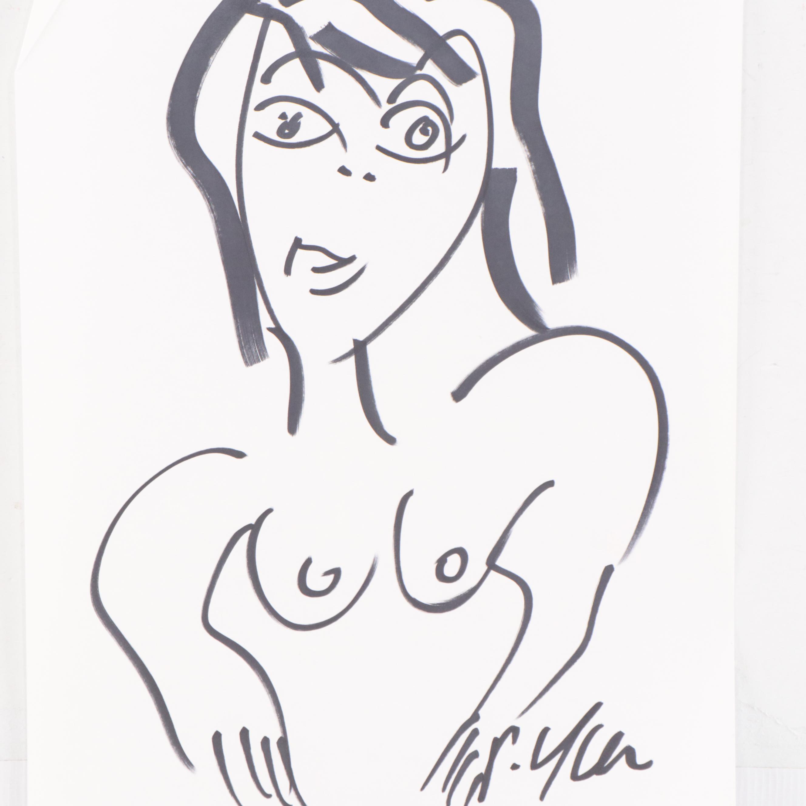 Peter Keil Ink Drawing of Nude