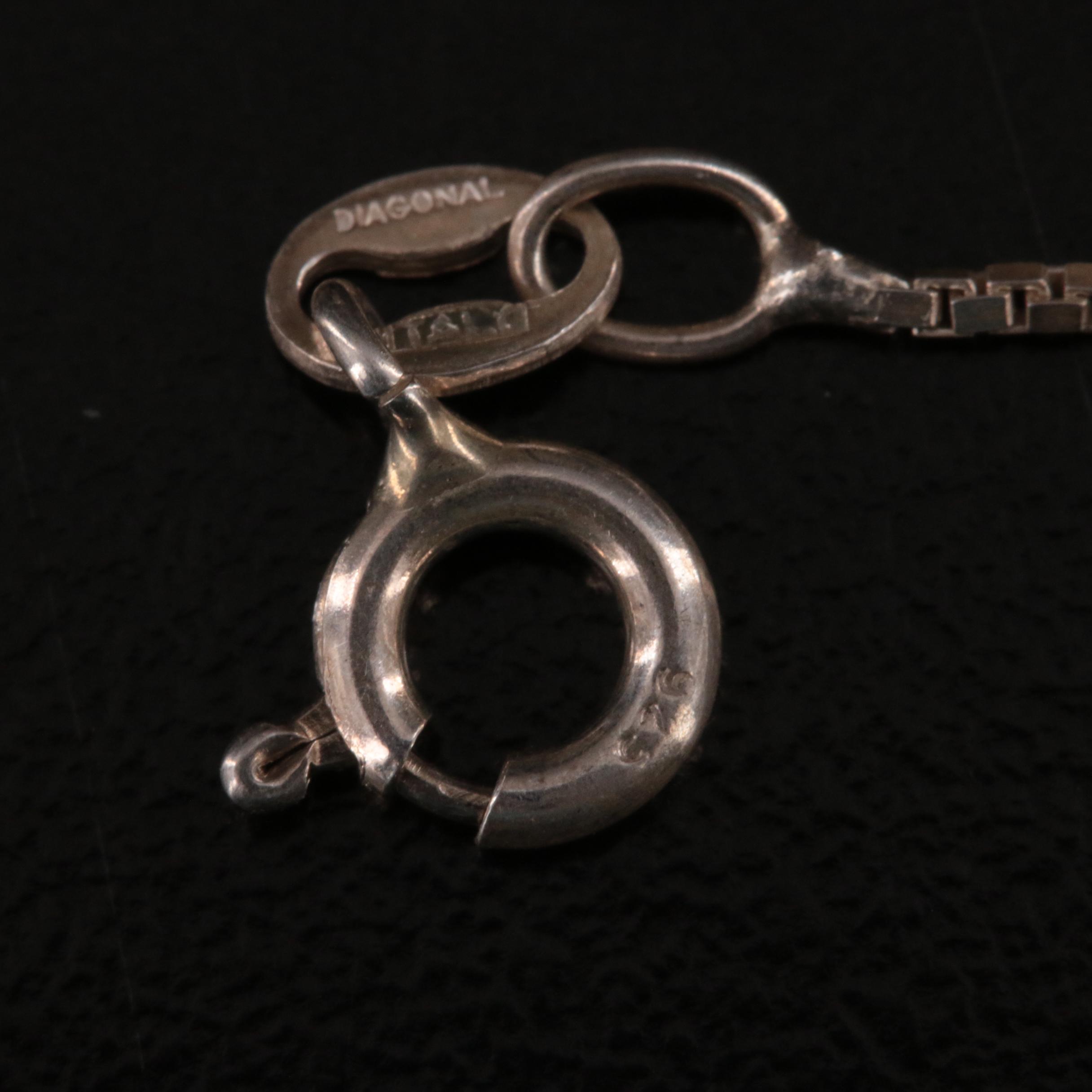 Sterling Larimar Pendant and Bead Chain Lariat Necklaces