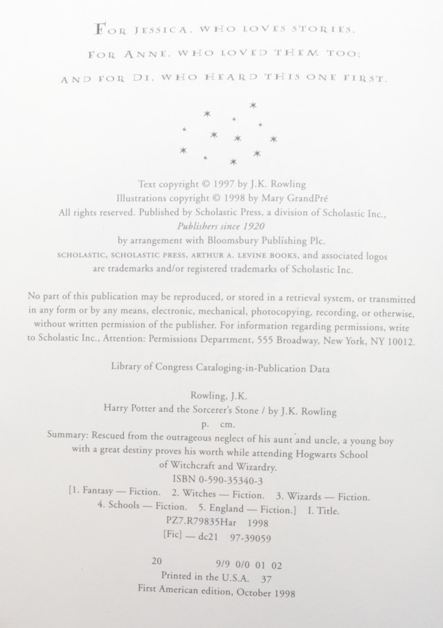 First American Edition "Harry Potter" Complete Series by J. K. Rowling