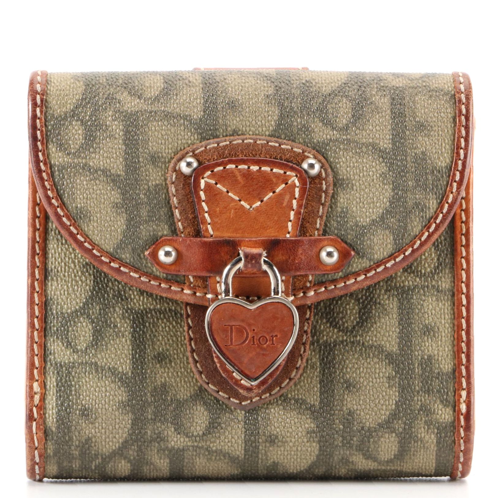 Christian Dior Compact Wallet in Monogram Coated Canvas and Leather