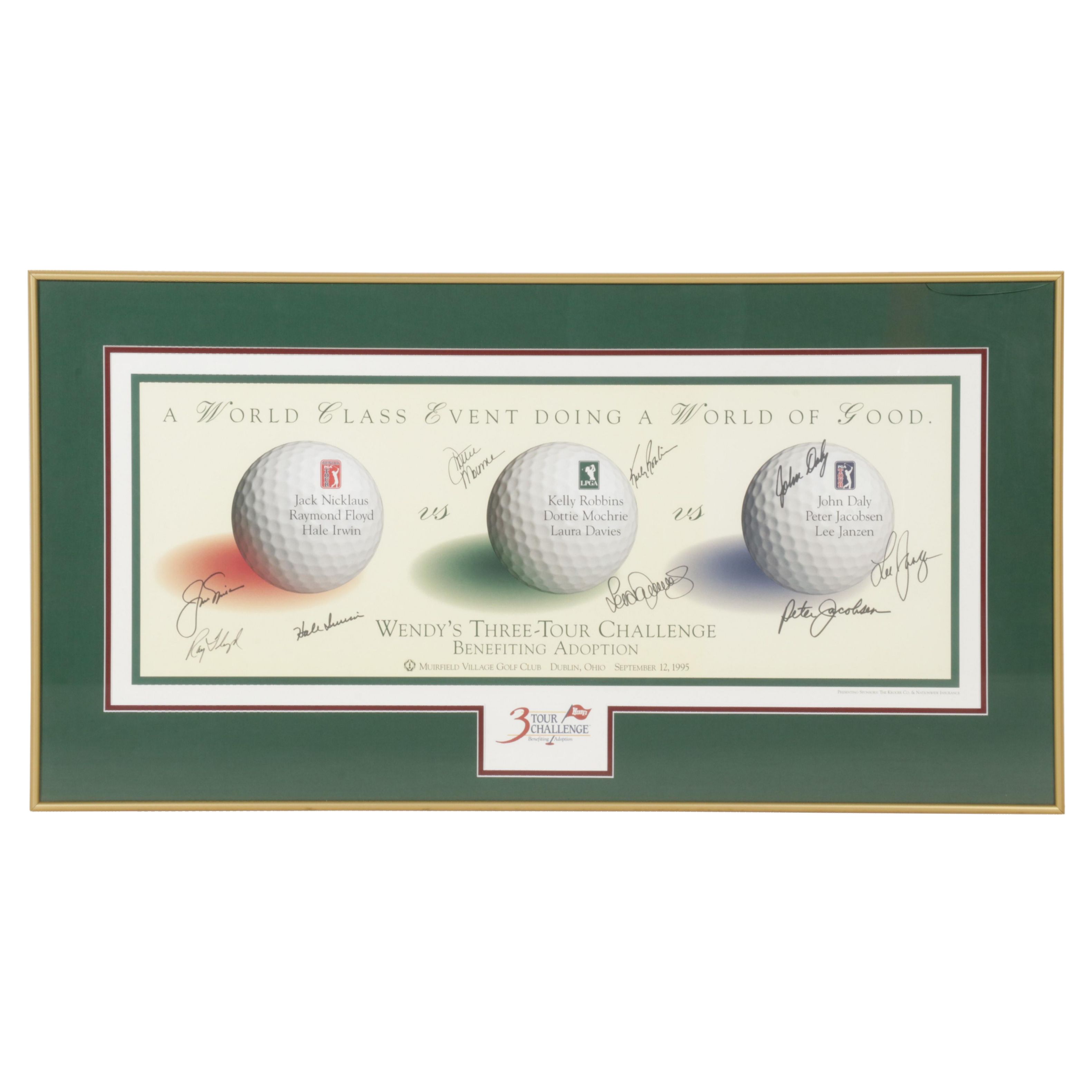 Jack Nicklaus Signed 1995 Wendy's Three-Tour Challenge Poster