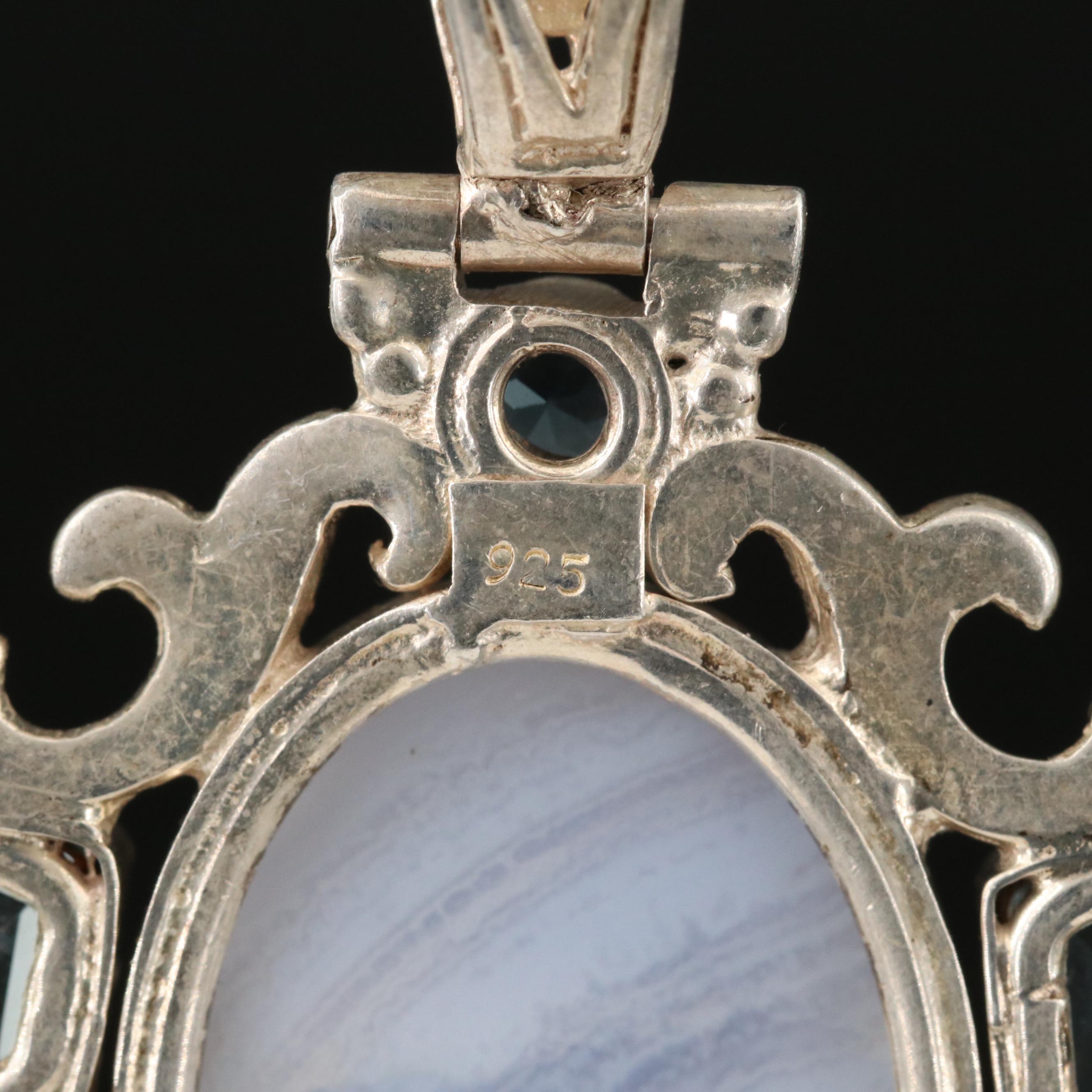 Sterling Lace Agate and Sky Blue Topaz Pendant