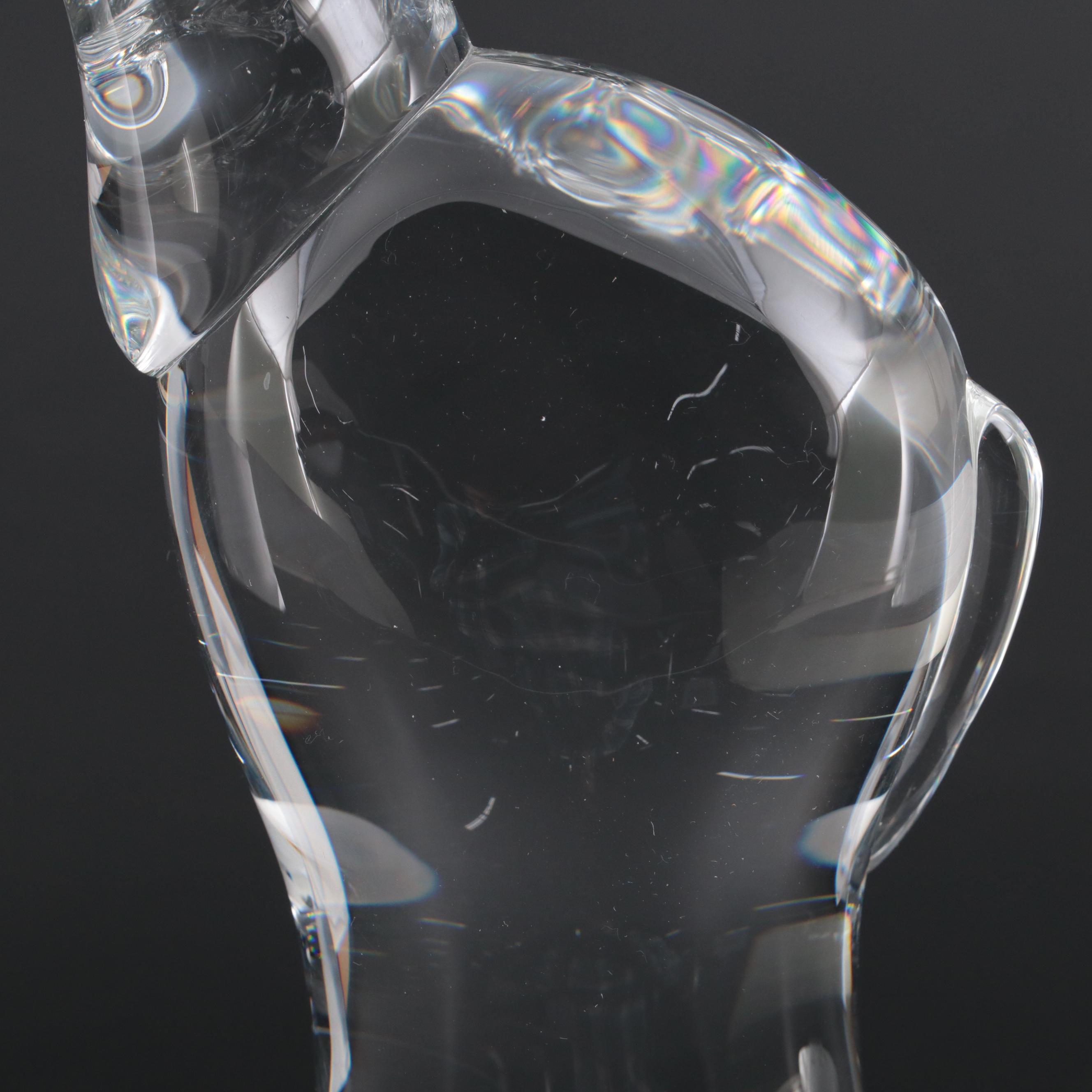 Steuben Art Glass "Mother Giraffe" Statuette Designed by Lloyd Atkins