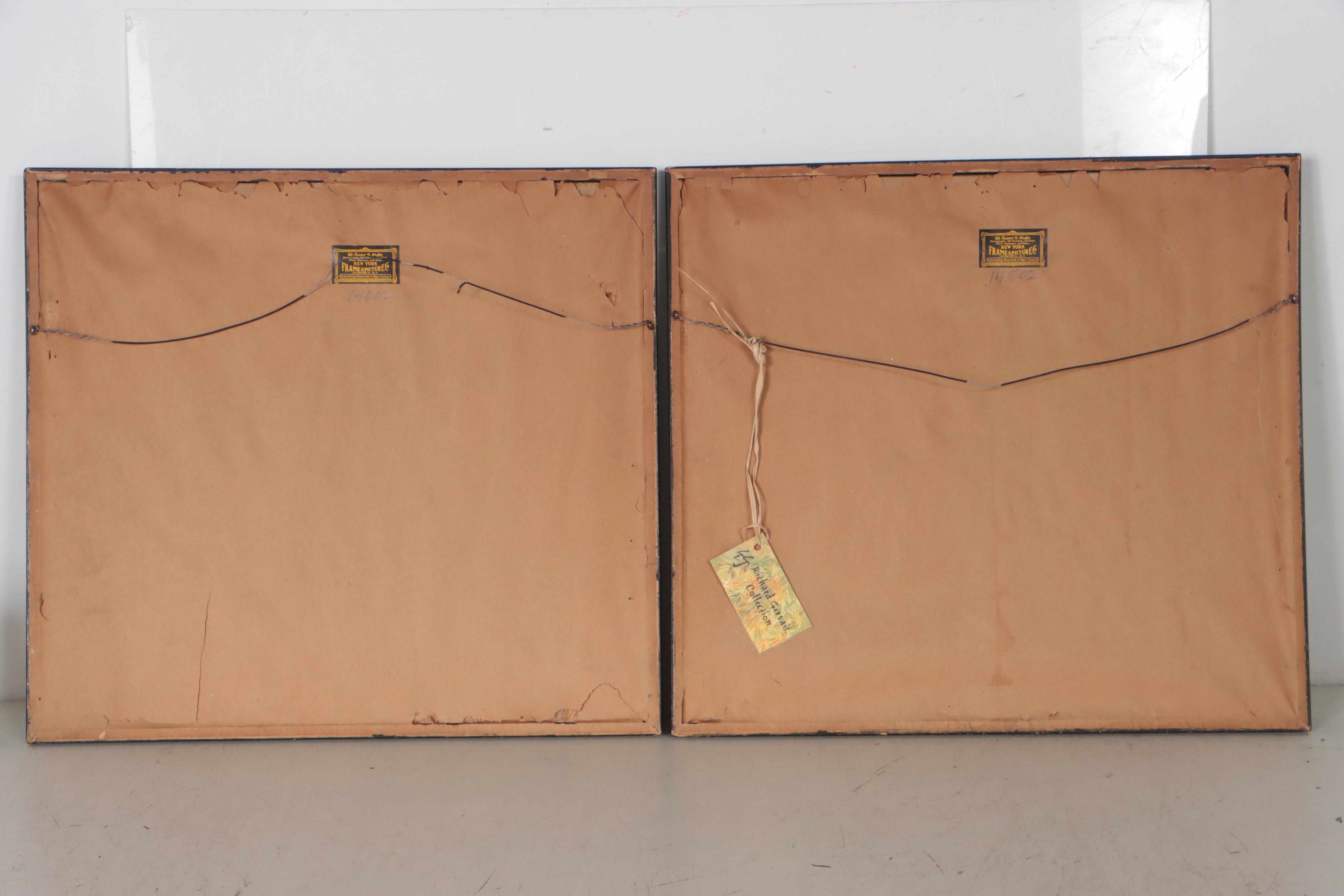 Japanese Ink and Gouache Paintings of Samurai, Mid-20th Century