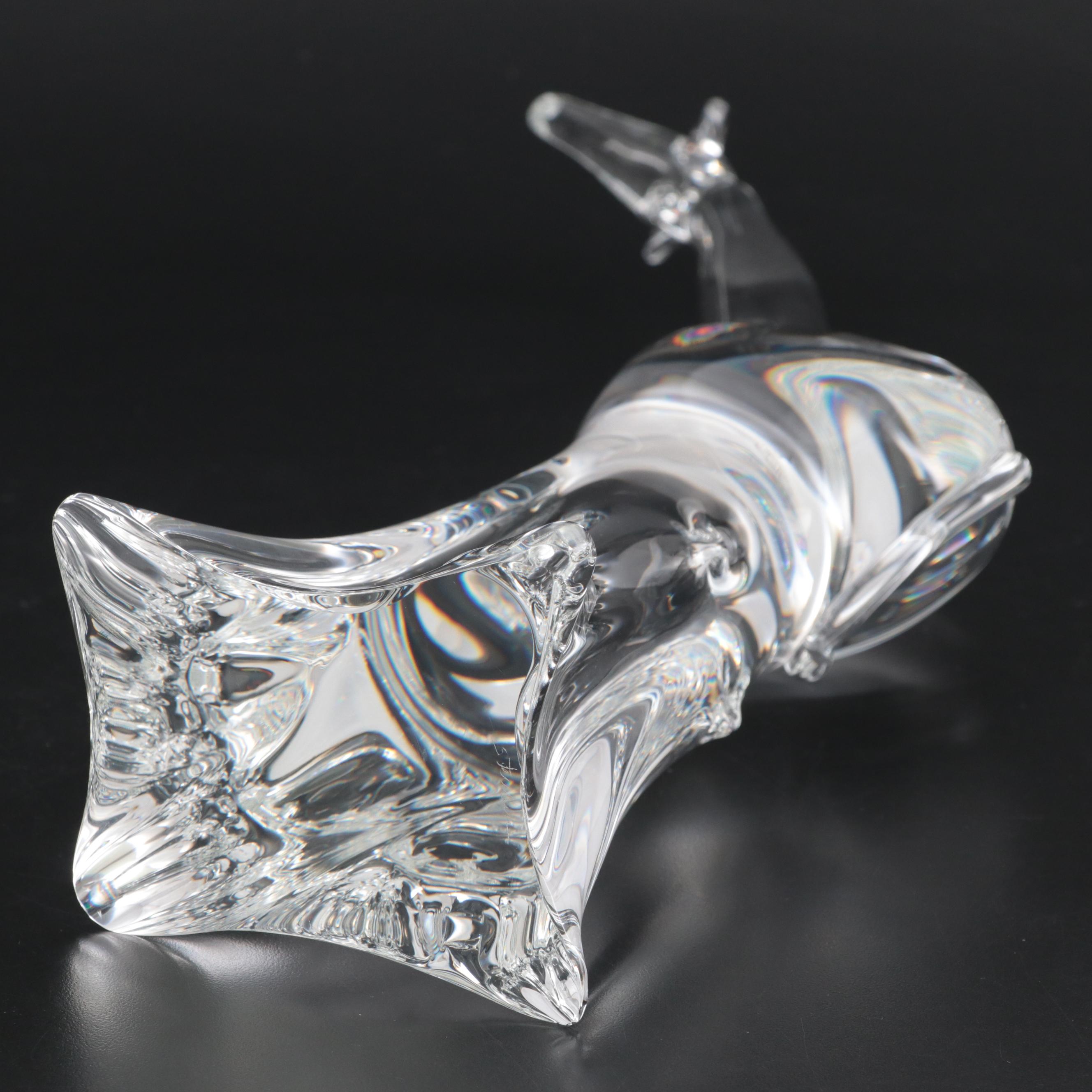 Steuben Art Glass "Mother Giraffe" Statuette Designed by Lloyd Atkins