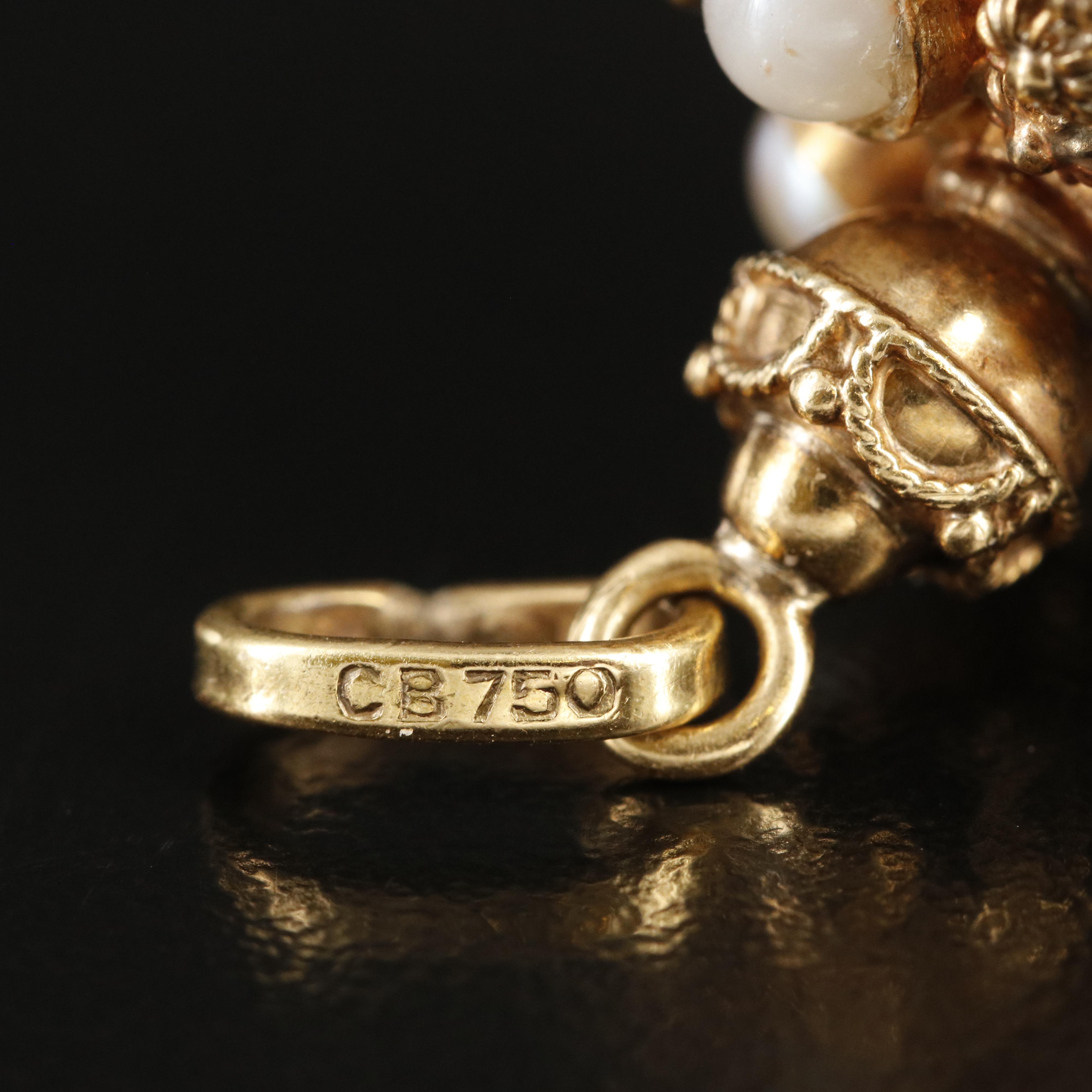 18K Citrine, Amethyst and Pearl Fob