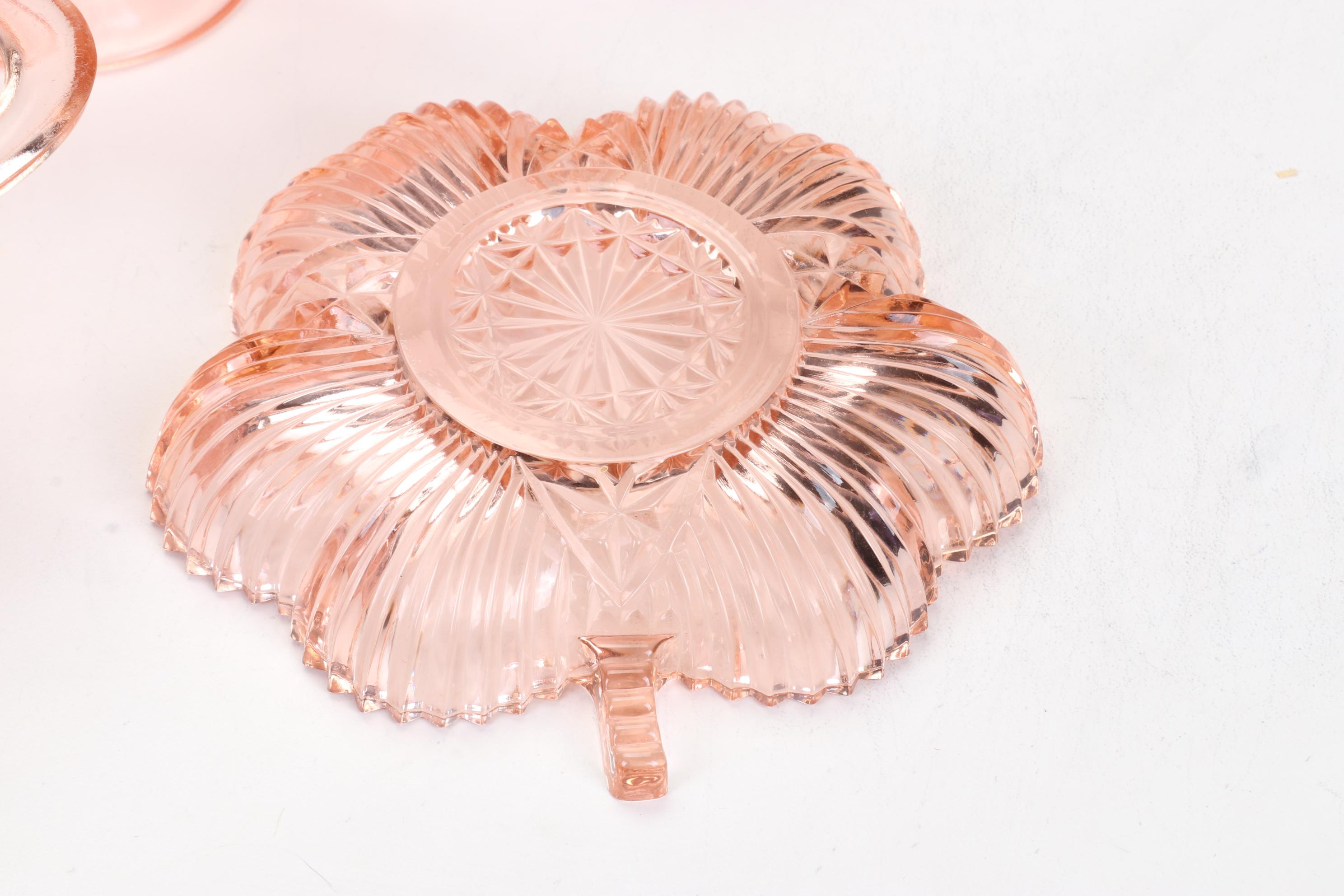 Anchor Hocking "Lace Edge" Plates and Other Pink Depression Glass Tableware
