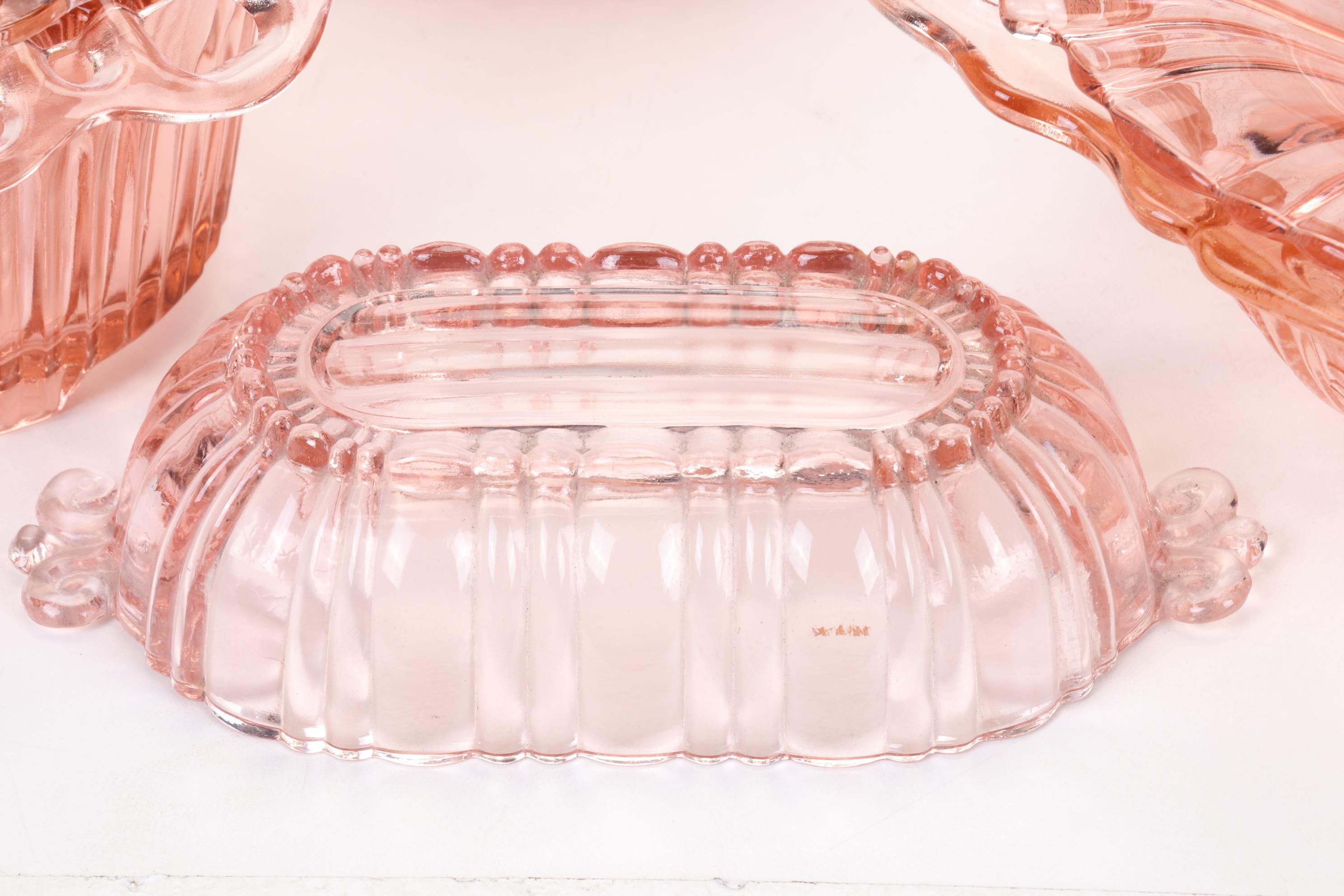 Anchor Hocking "Lace Edge" Plates and Other Pink Depression Glass Tableware