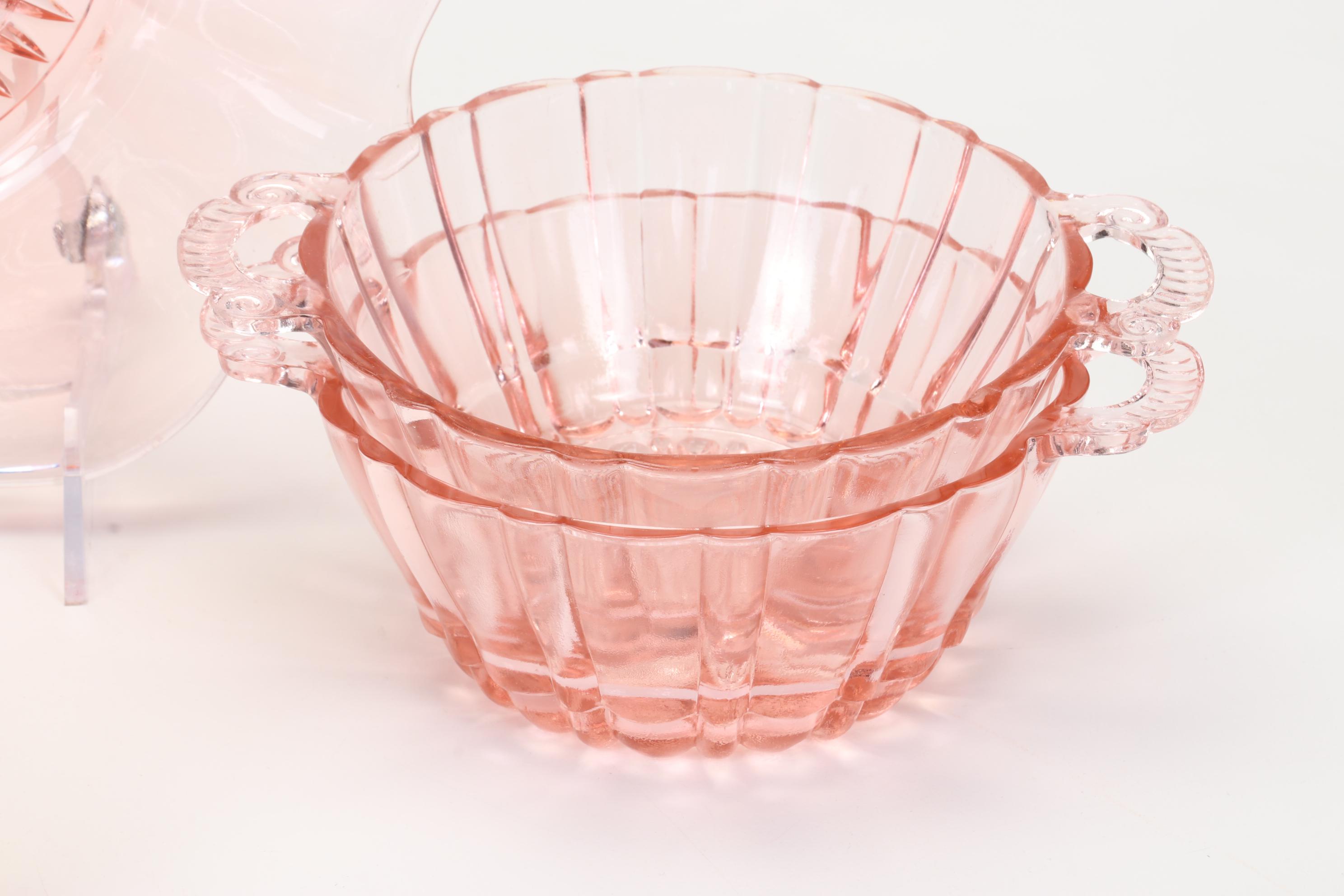 Anchor Hocking "Lace Edge" Plates and Other Pink Depression Glass Tableware