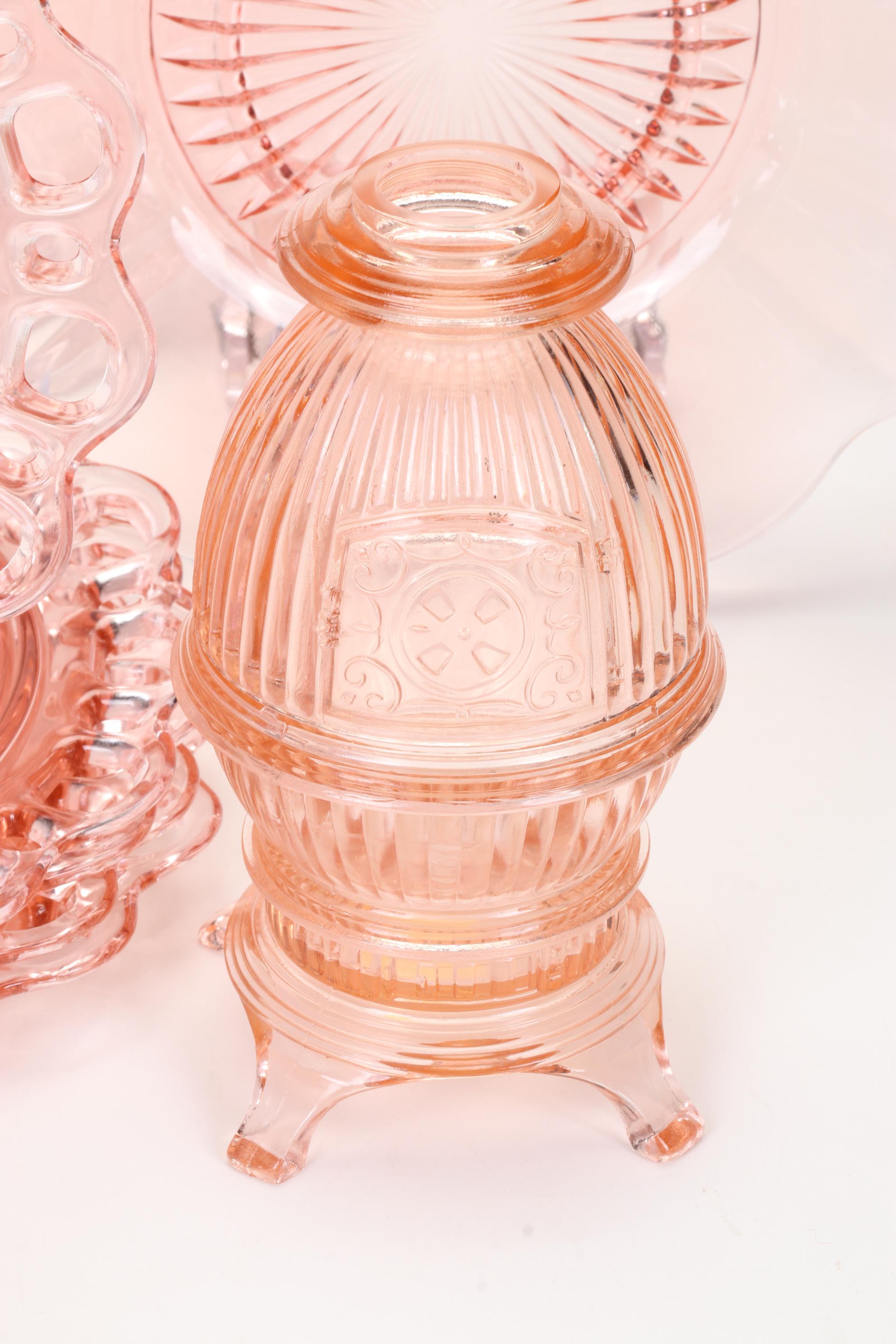 Anchor Hocking "Lace Edge" Plates and Other Pink Depression Glass Tableware