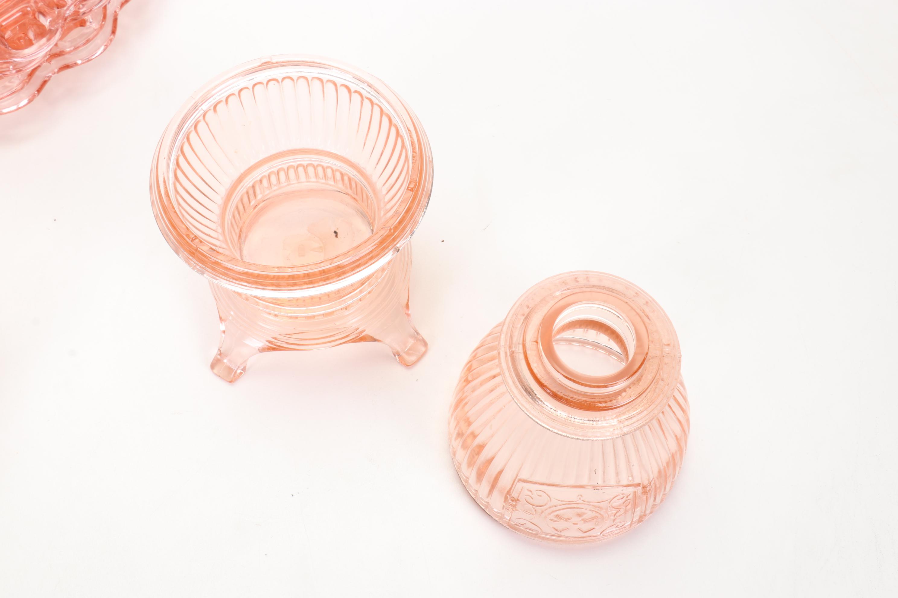Anchor Hocking "Lace Edge" Plates and Other Pink Depression Glass Tableware