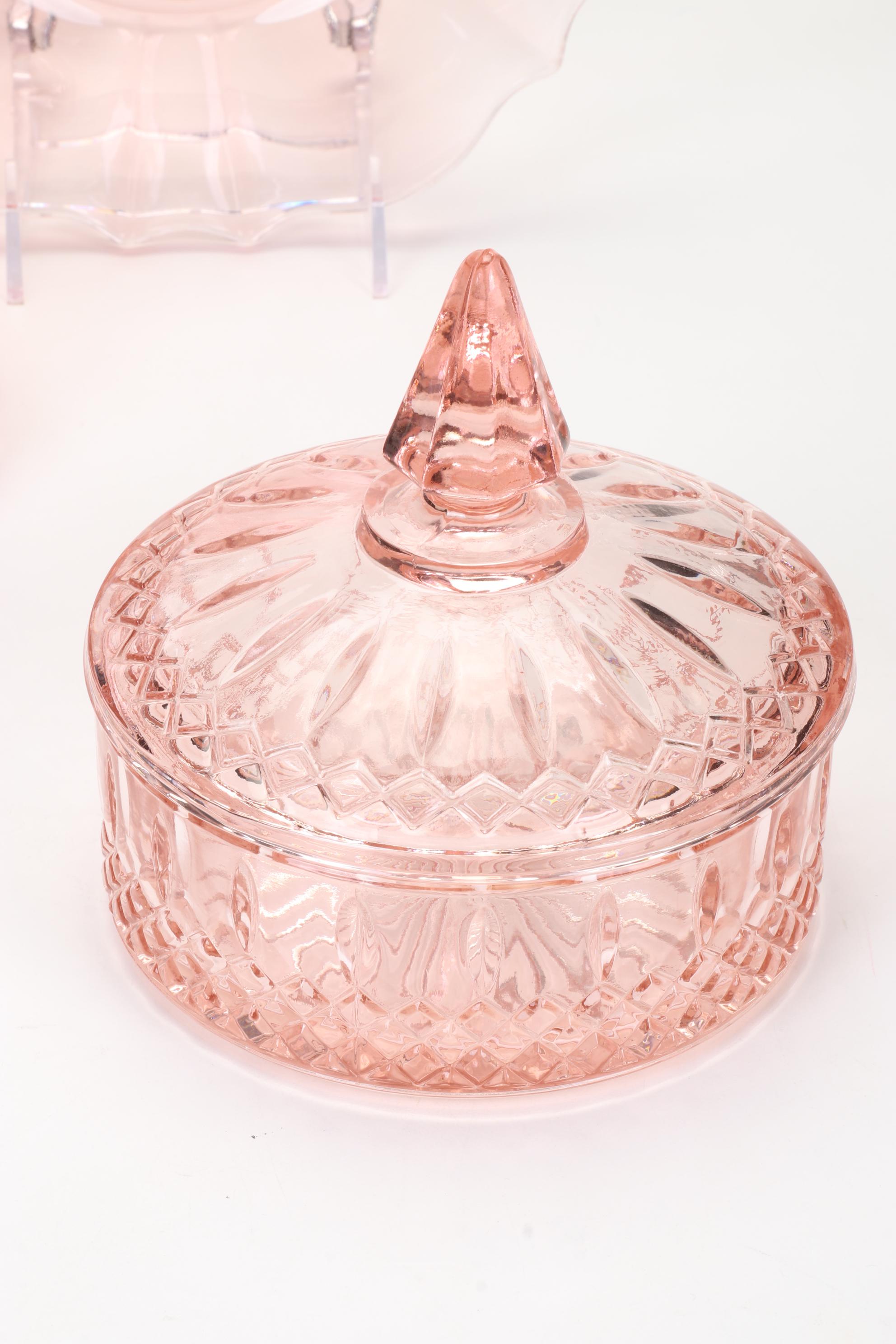 Anchor Hocking "Lace Edge" Plates and Other Pink Depression Glass Tableware