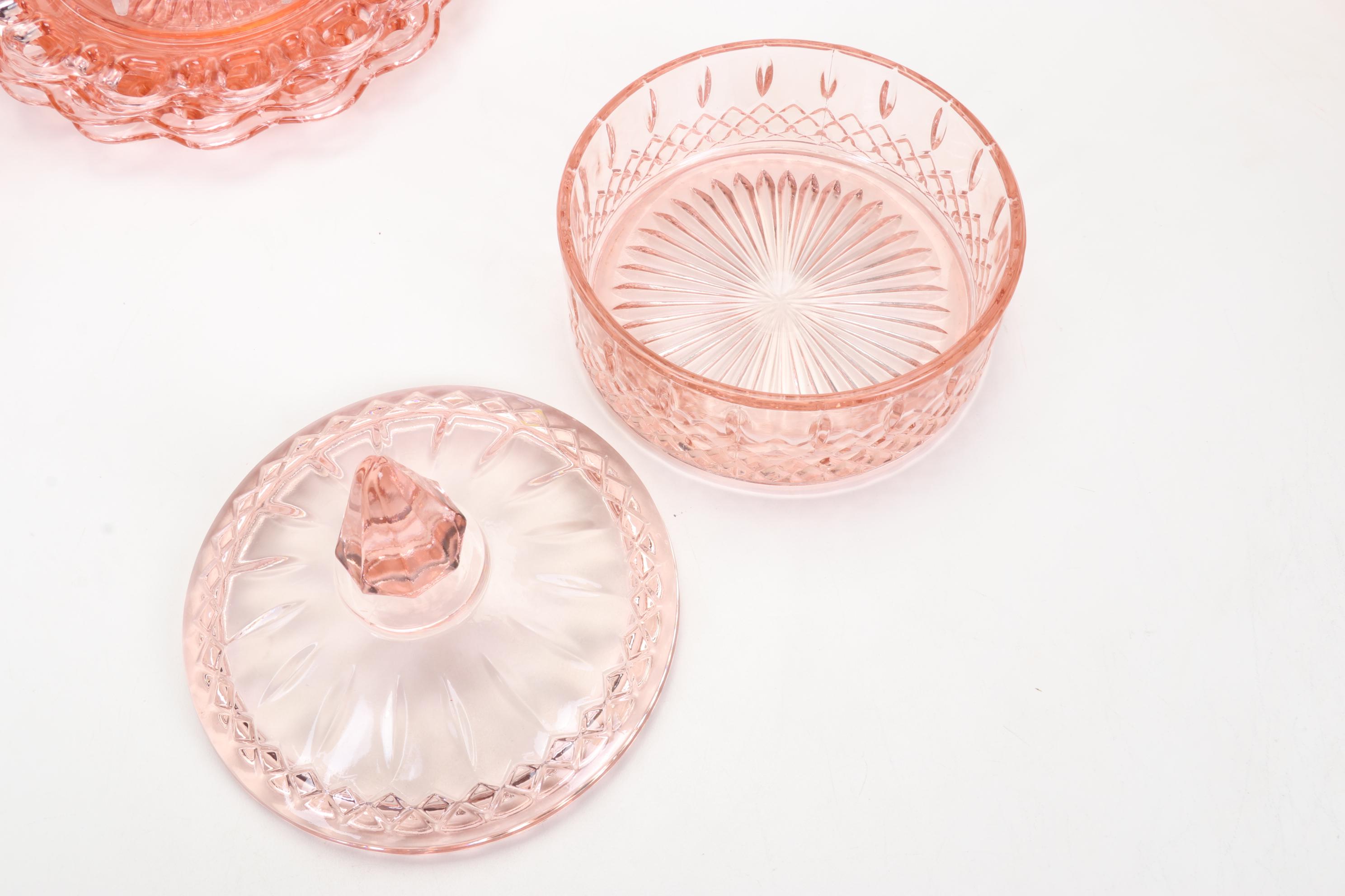 Anchor Hocking "Lace Edge" Plates and Other Pink Depression Glass Tableware