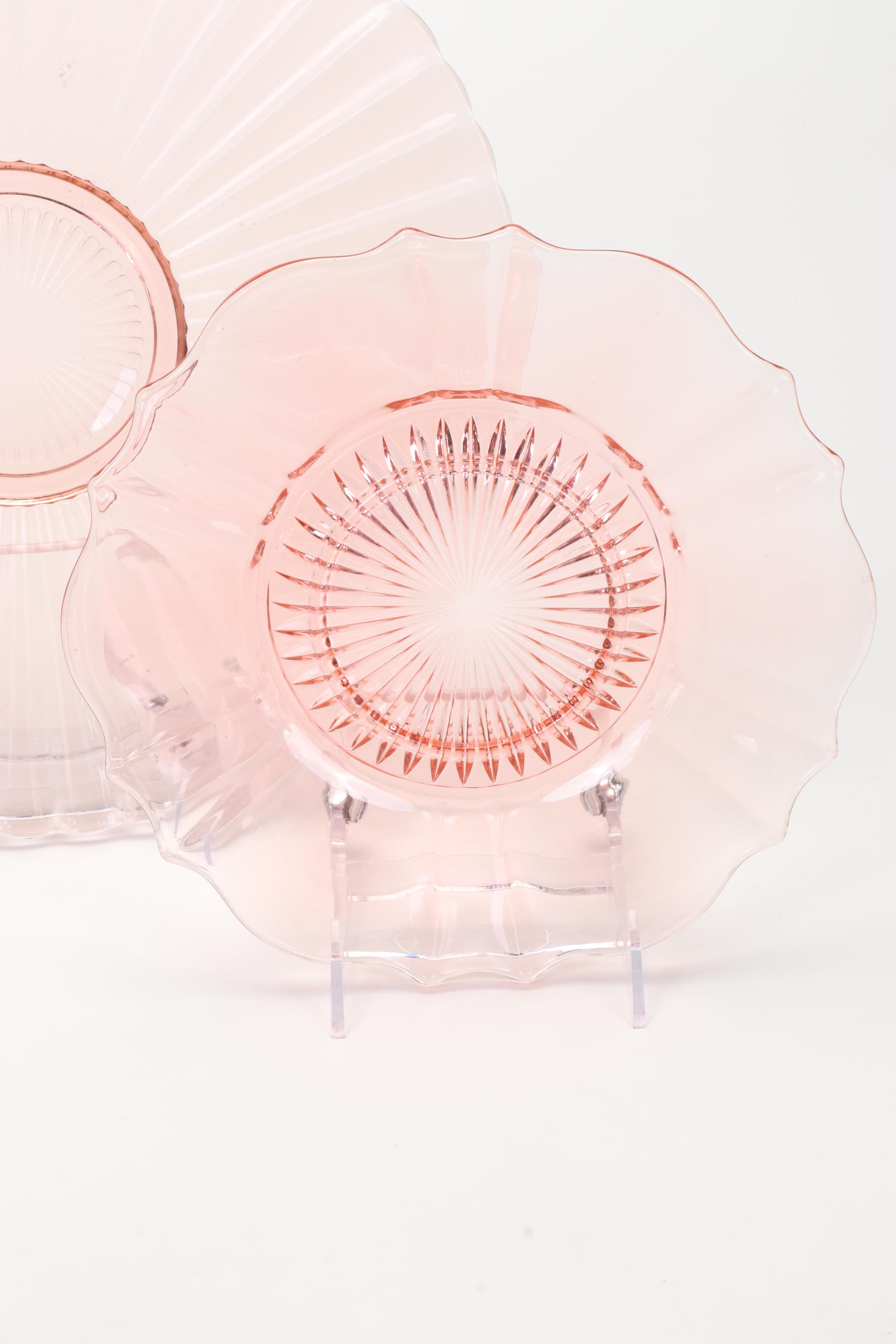 Anchor Hocking "Lace Edge" Plates and Other Pink Depression Glass Tableware