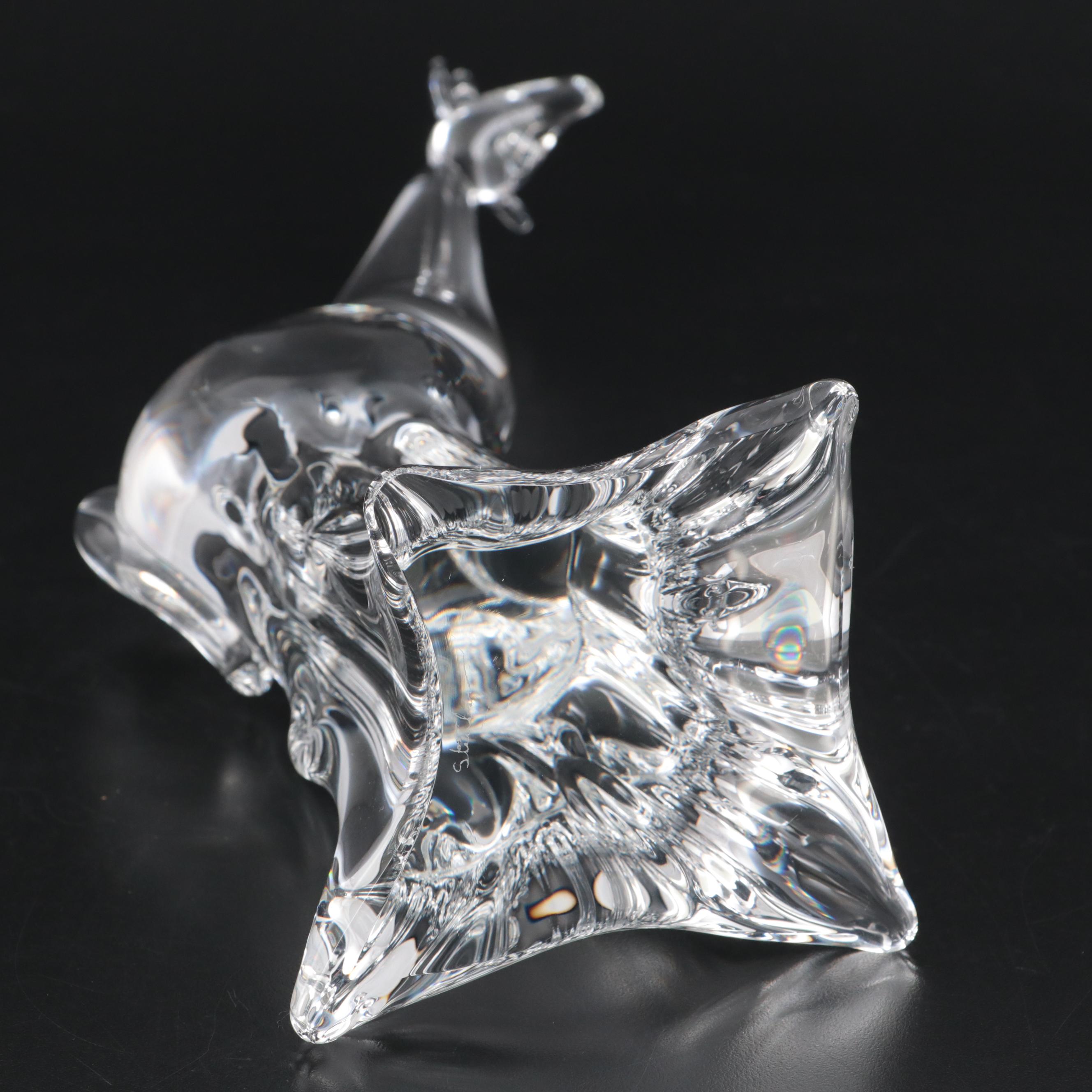 Steuben Art Glass "Young Giraffe" Figurine Designed by Lloyd Atkins
