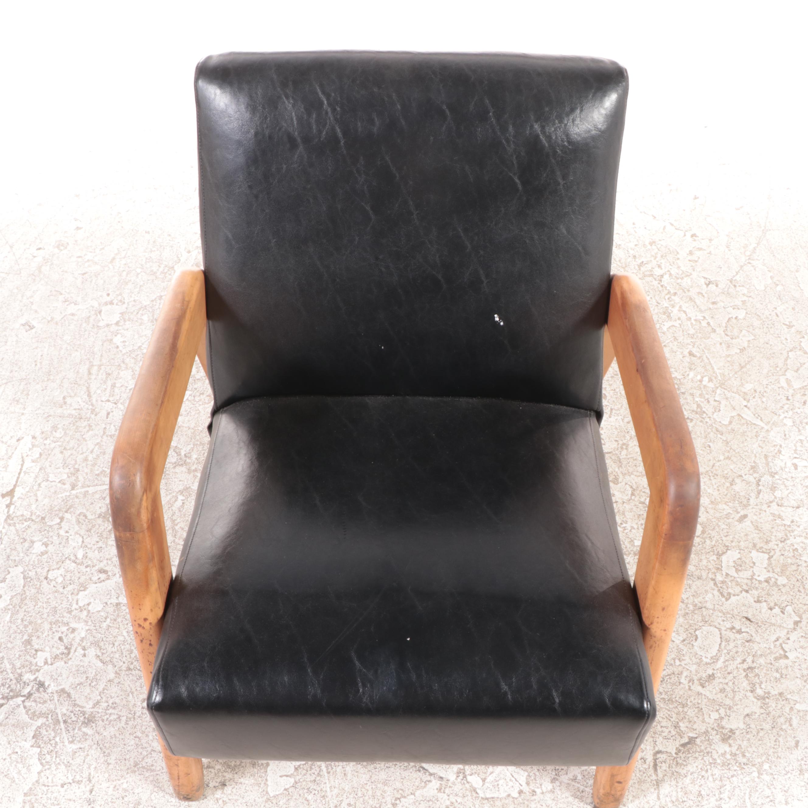 Russel Wright Mid Century Modern Maple and Vinyl Lounge Chair
