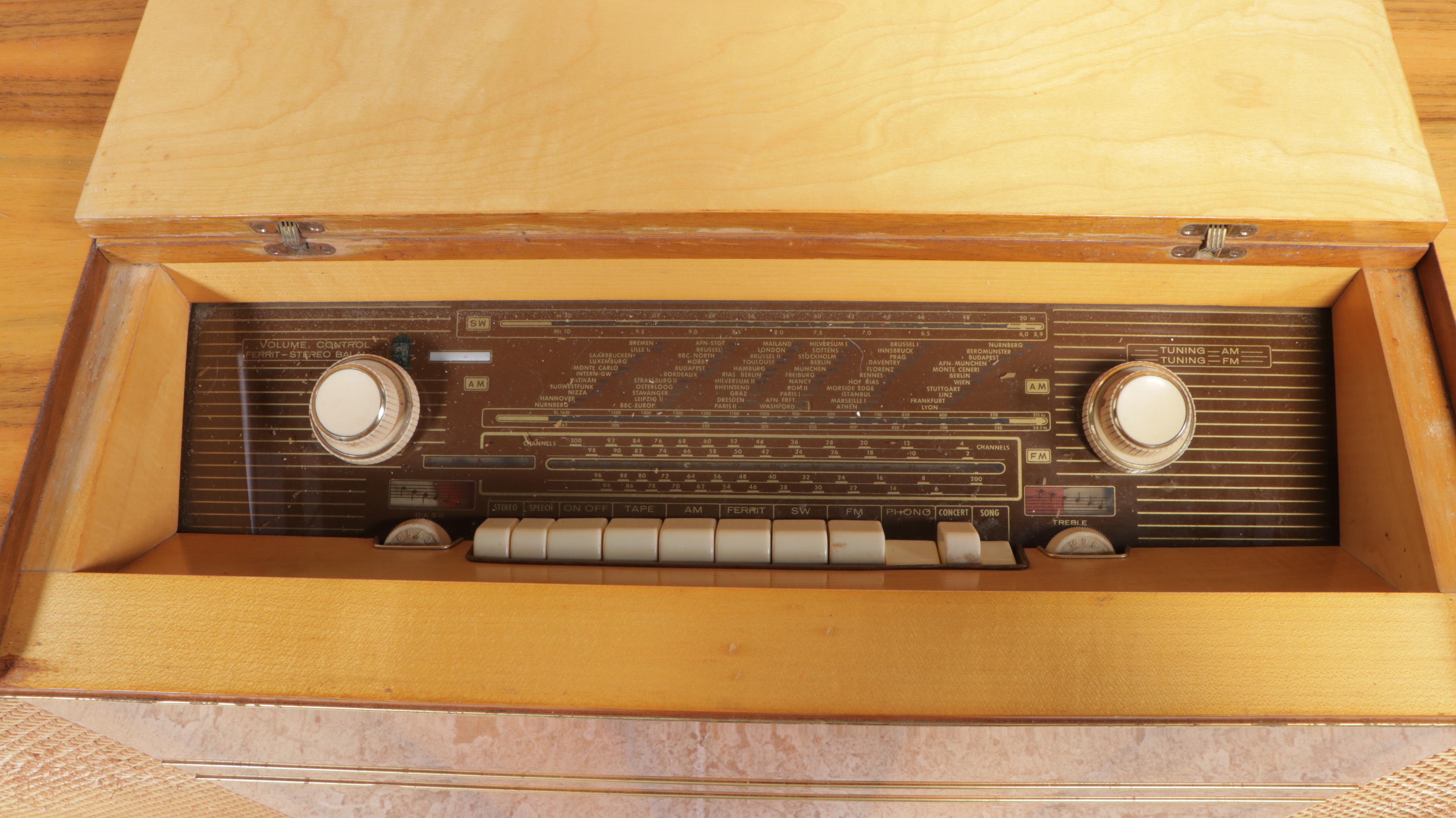 Mid-Century Modern Telefunken Stereo Console With Turntable