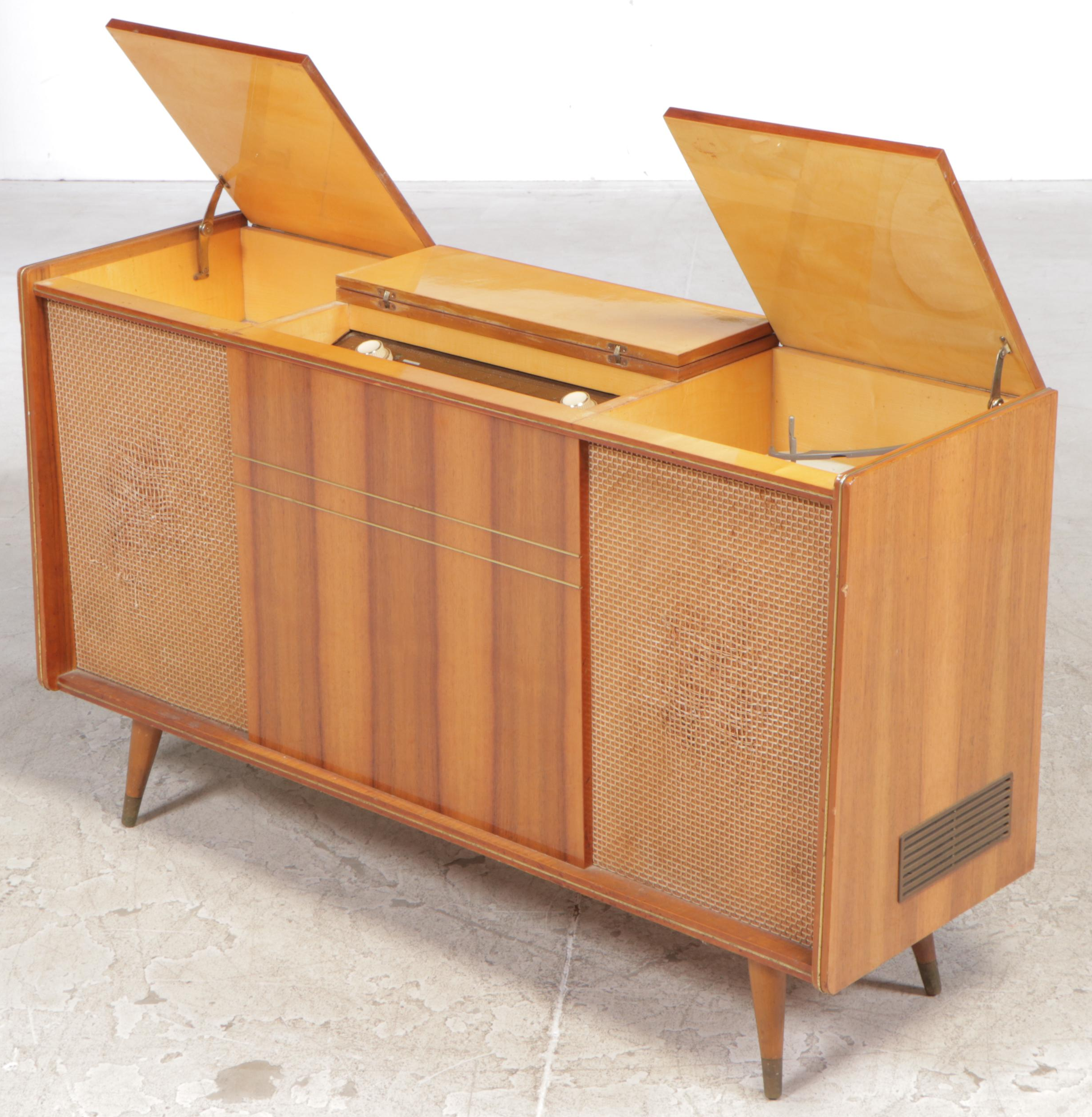 Mid-Century Modern Telefunken Stereo Console With Turntable