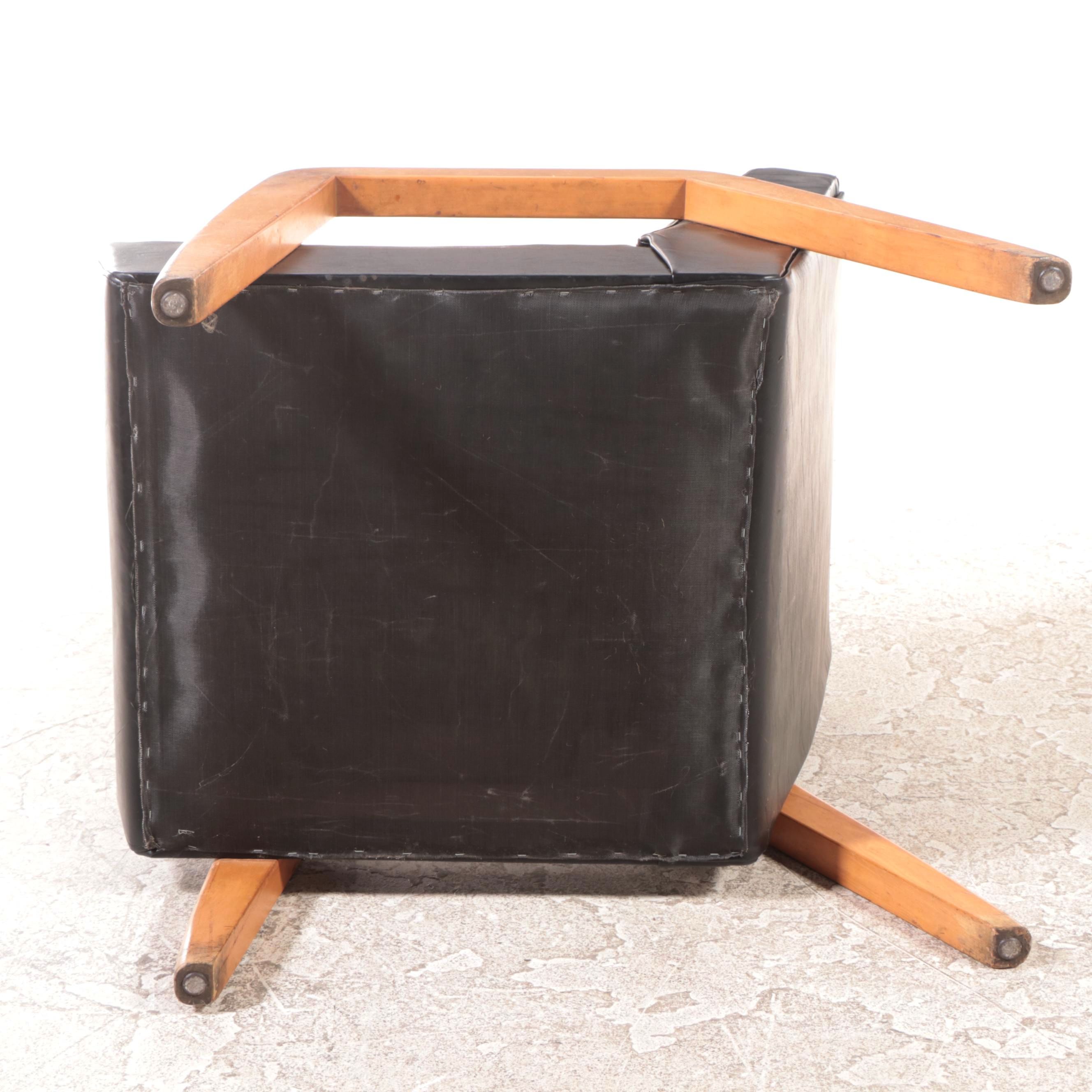 Russel Wright Mid Century Modern Maple and Vinyl Lounge Chair