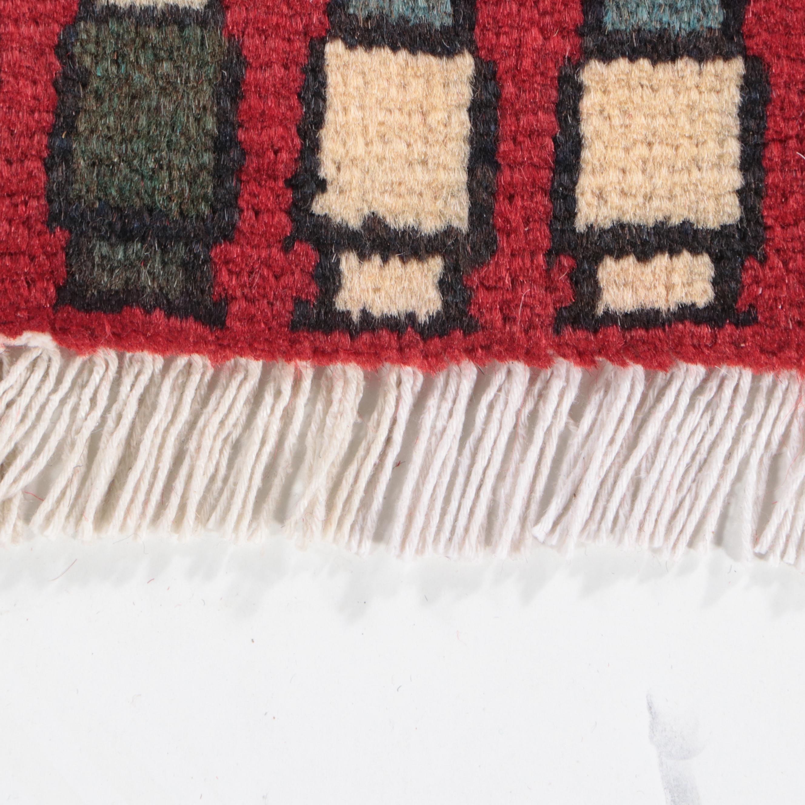 2'1 x 2'11 Hand-Knotted Afghan War Pictorial Accent Rug