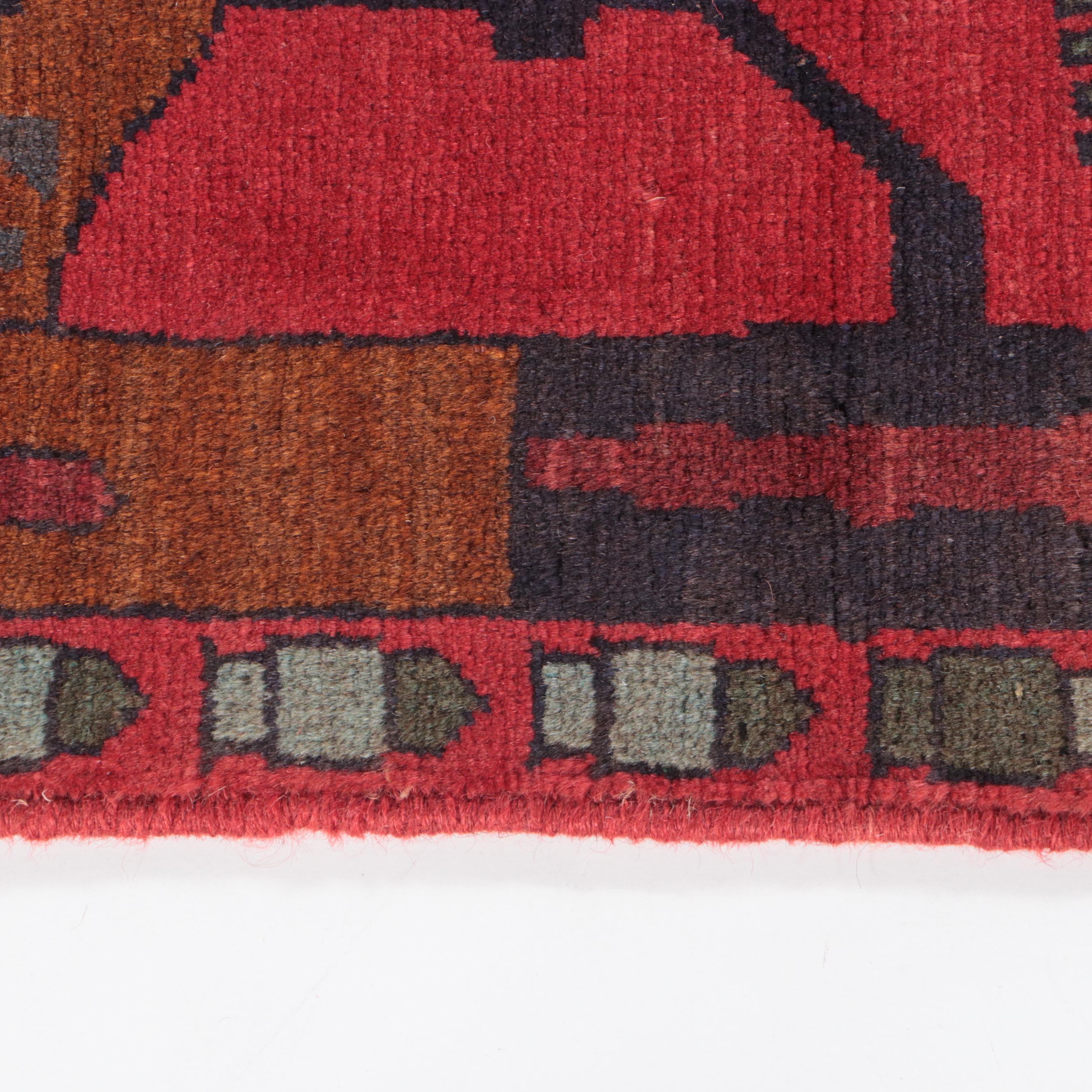 2'1 x 2'11 Hand-Knotted Afghan War Pictorial Accent Rug