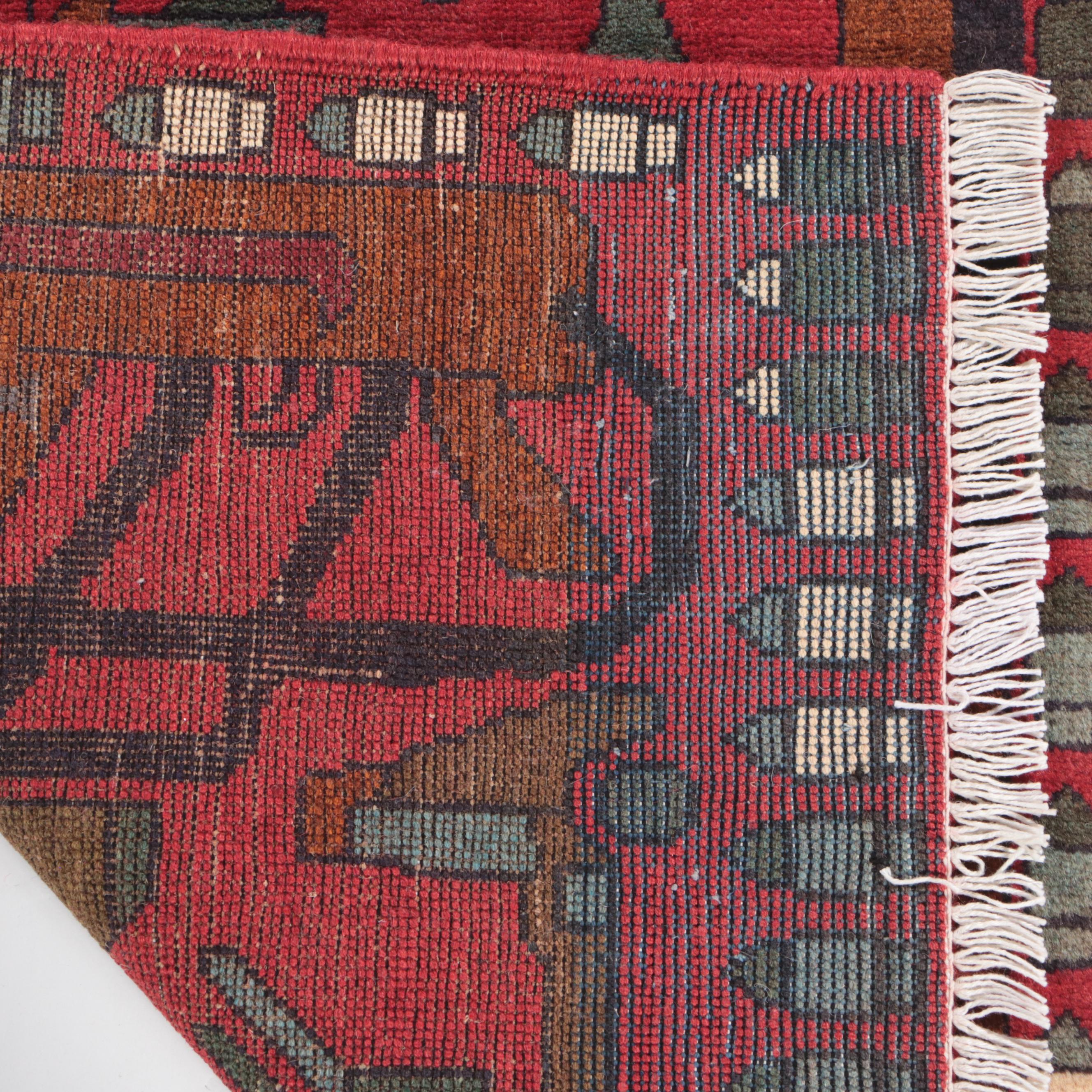 2'1 x 2'11 Hand-Knotted Afghan War Pictorial Accent Rug