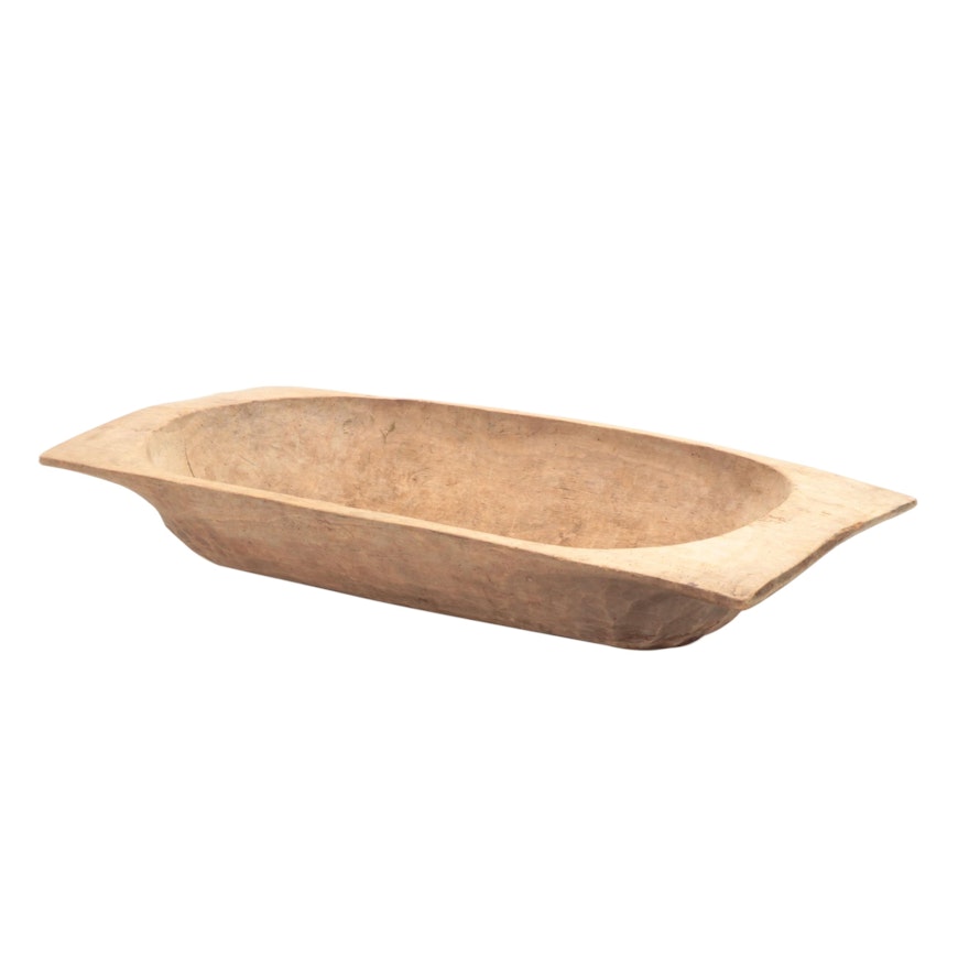 Primitive Hand-Carved Wooden Dough Bowl