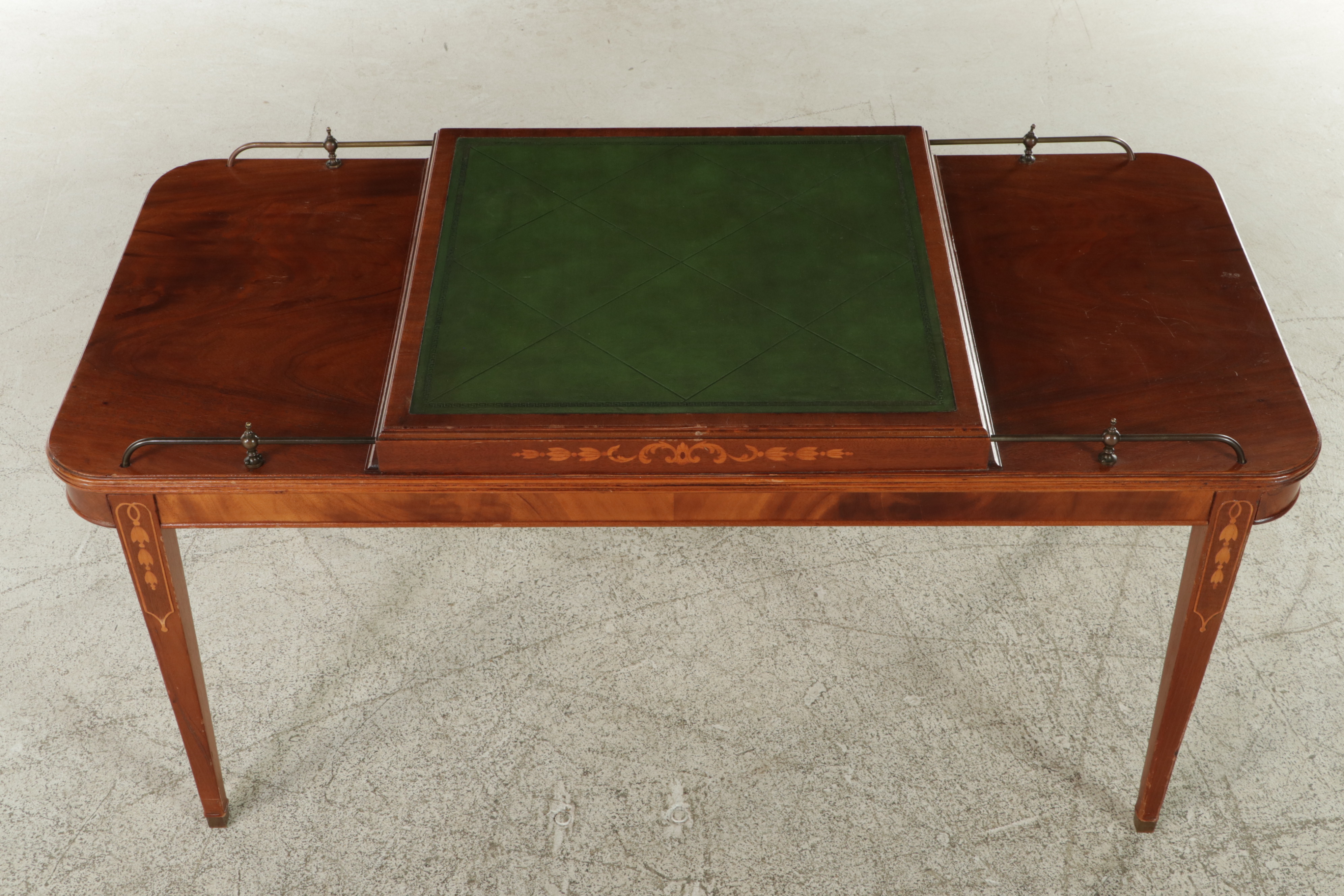 Federal Style Mahogany and Marquetry Coffee Table with Nesting Side Table