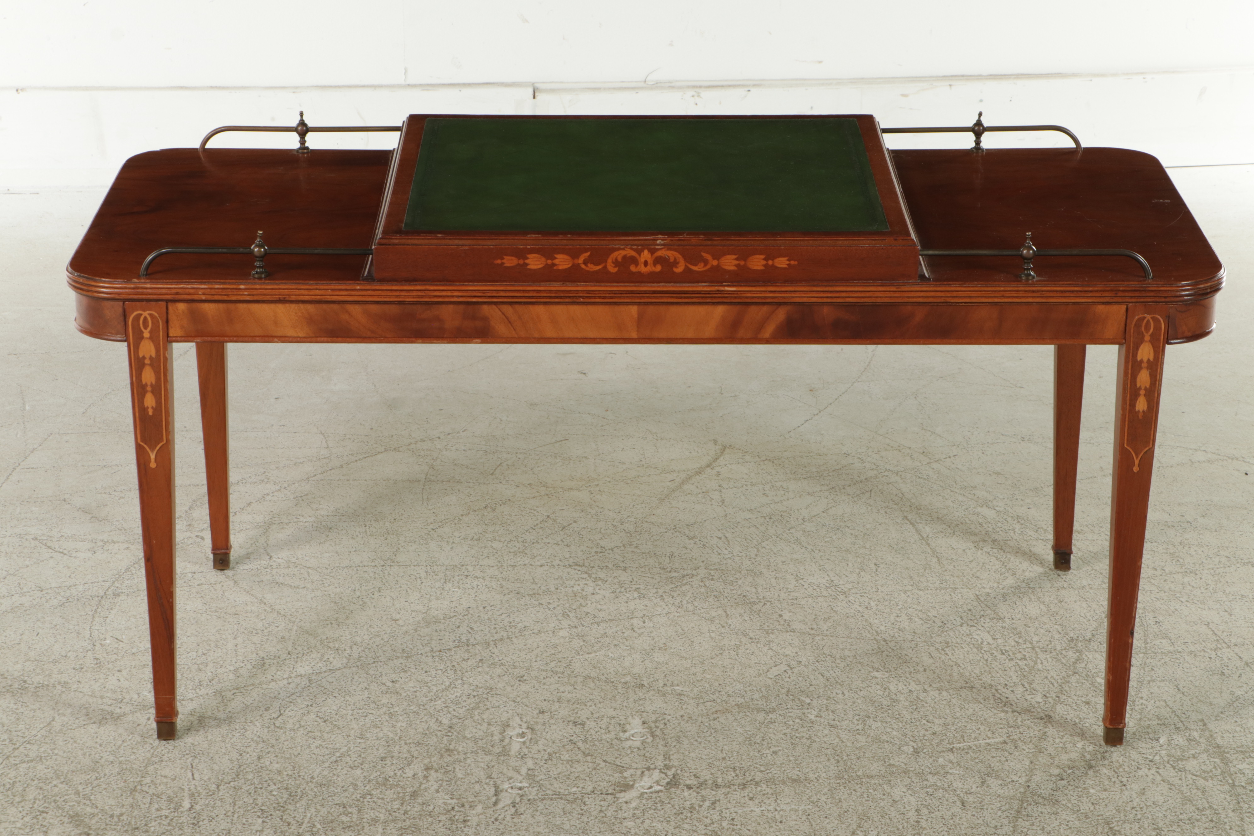 Federal Style Mahogany and Marquetry Coffee Table with Nesting Side Table