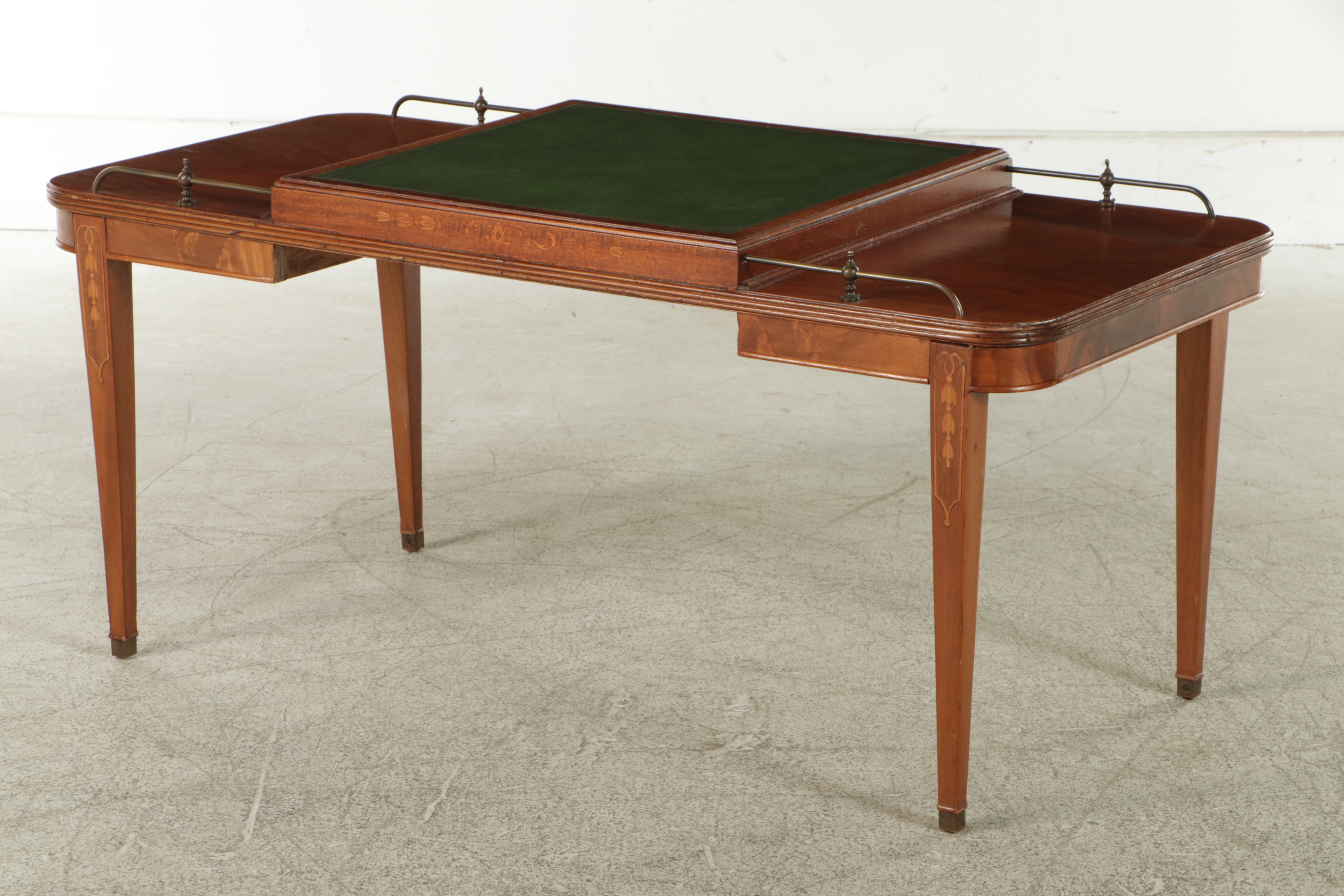 Federal Style Mahogany and Marquetry Coffee Table with Nesting Side Table