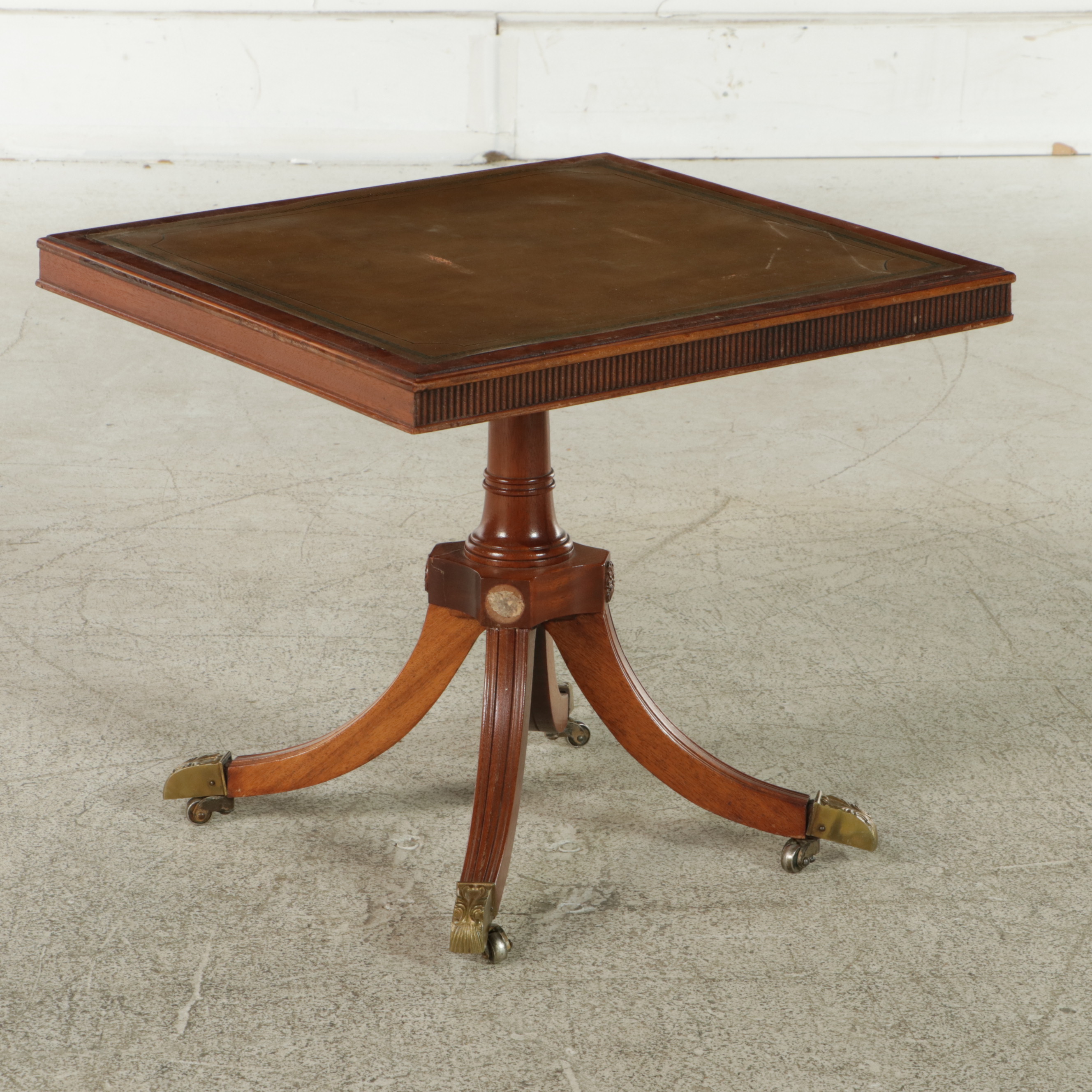 Federal Style Mahogany and Marquetry Coffee Table with Nesting Side Table