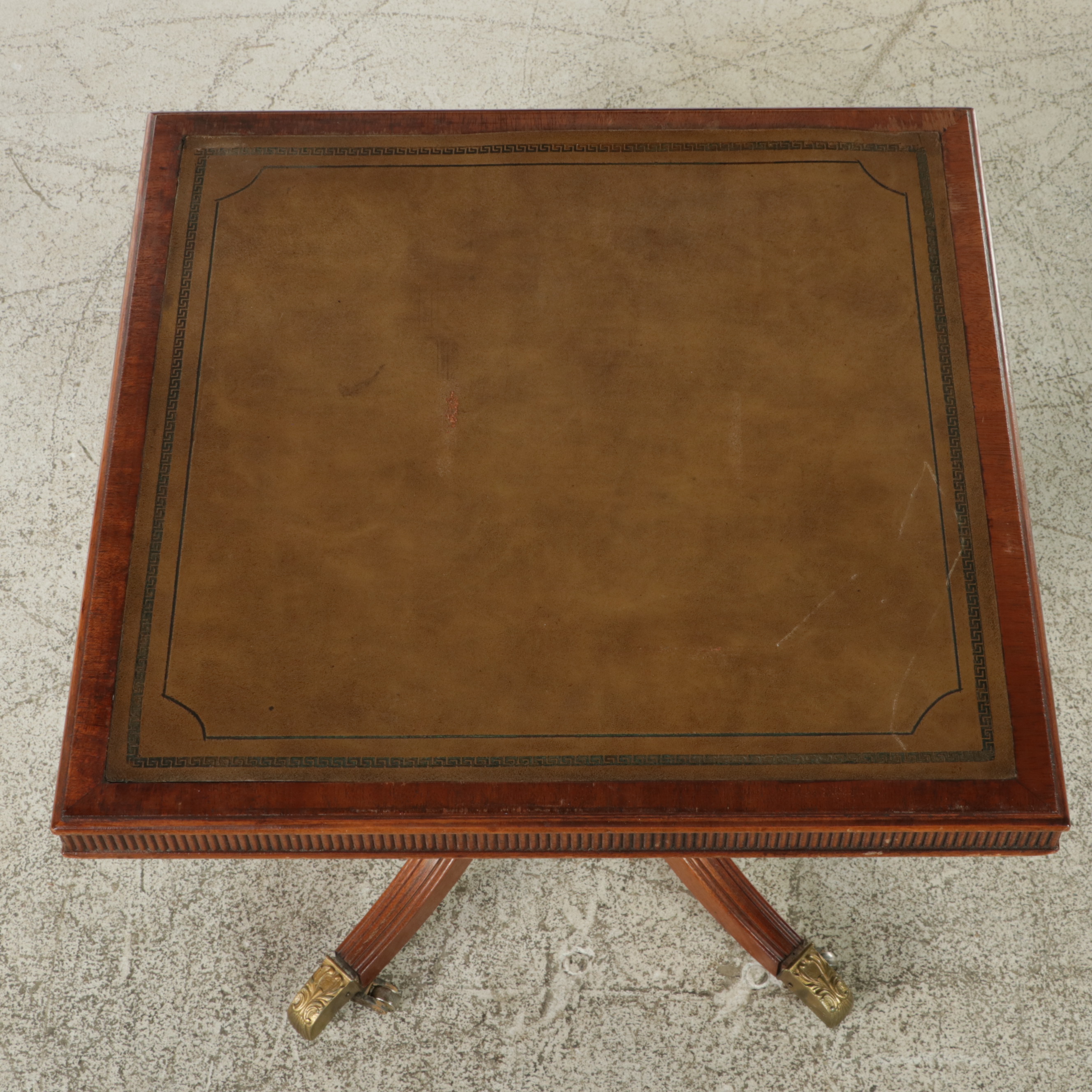 Federal Style Mahogany and Marquetry Coffee Table with Nesting Side Table
