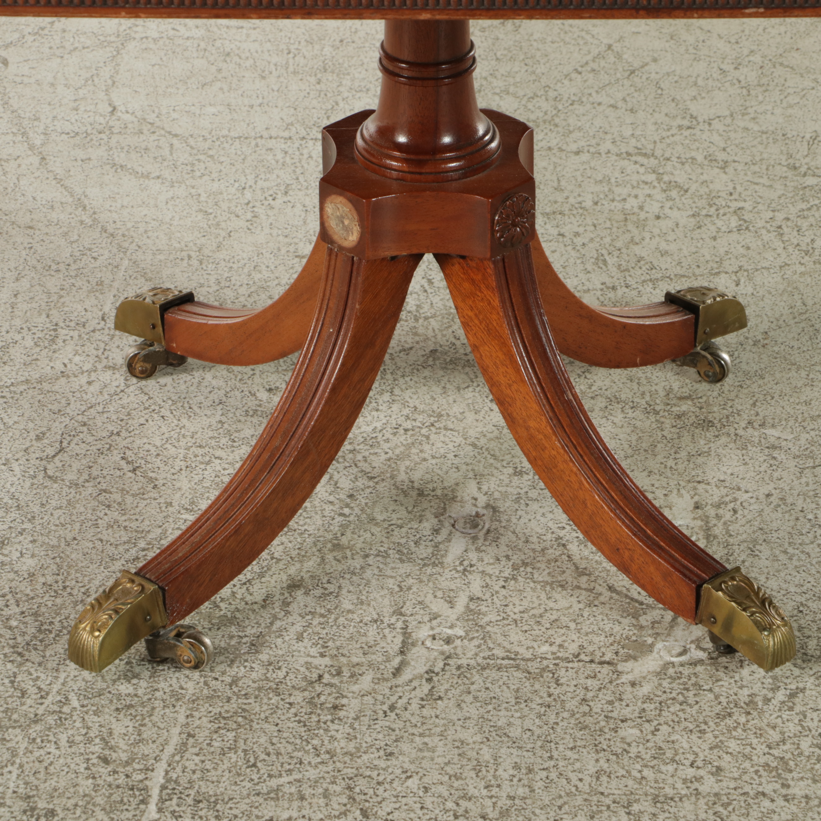 Federal Style Mahogany and Marquetry Coffee Table with Nesting Side Table