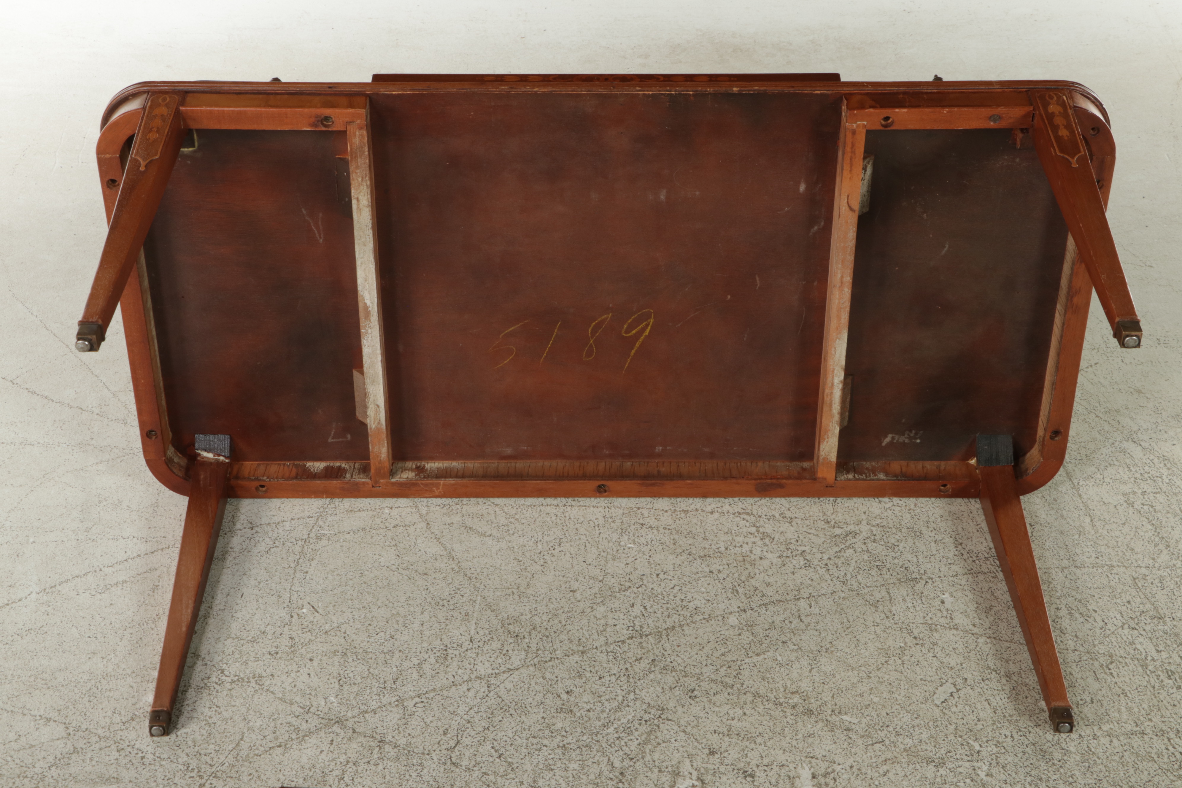 Federal Style Mahogany and Marquetry Coffee Table with Nesting Side Table
