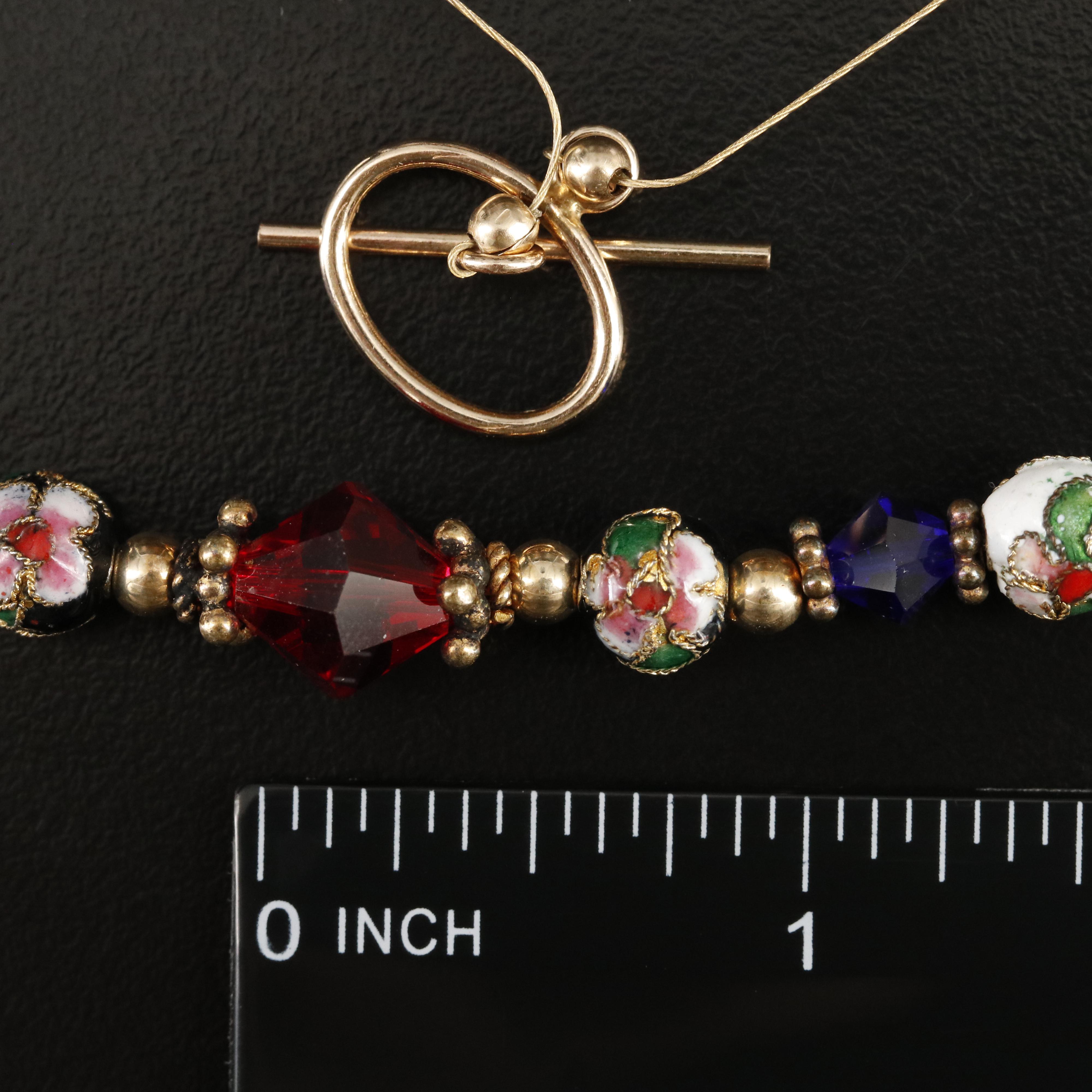 Enamel and Glass Necklace with 10K Clasp