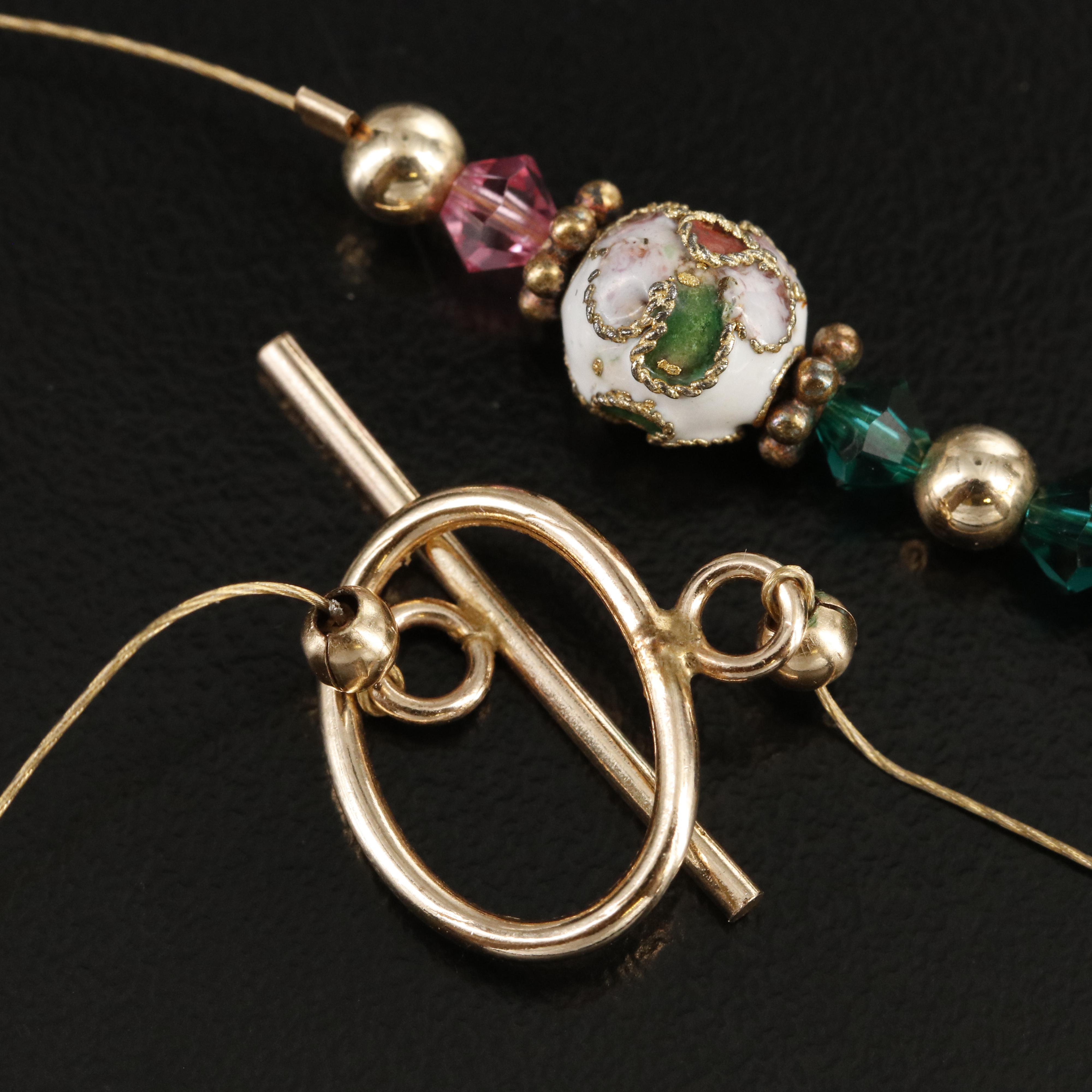 Enamel and Glass Necklace with 10K Clasp