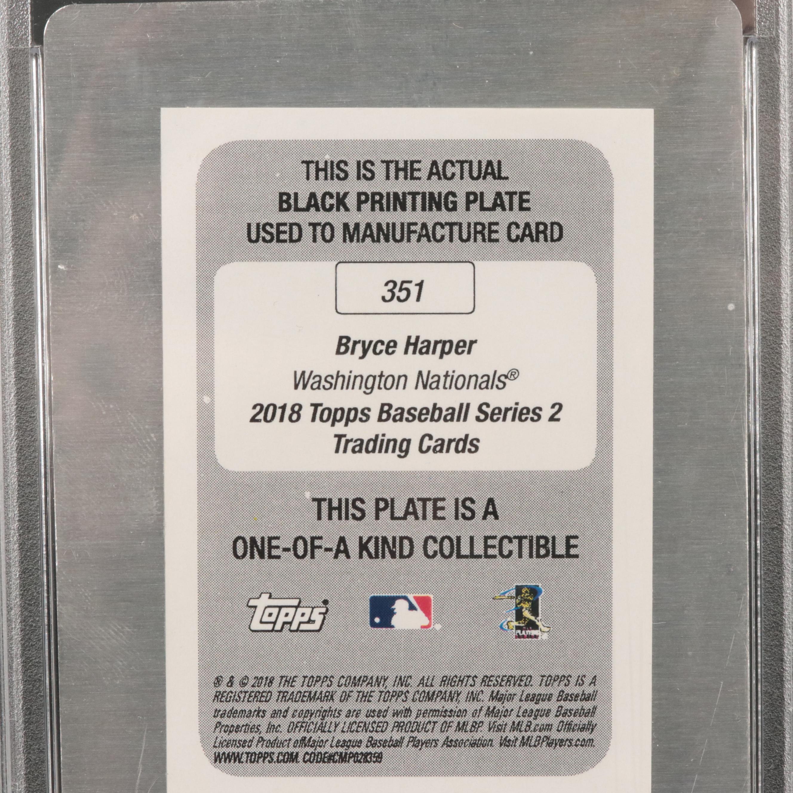 2018 Topps Black Printing Plate Authentic Bryce Harper 1/1 PSA #351 ONE OF ONE!