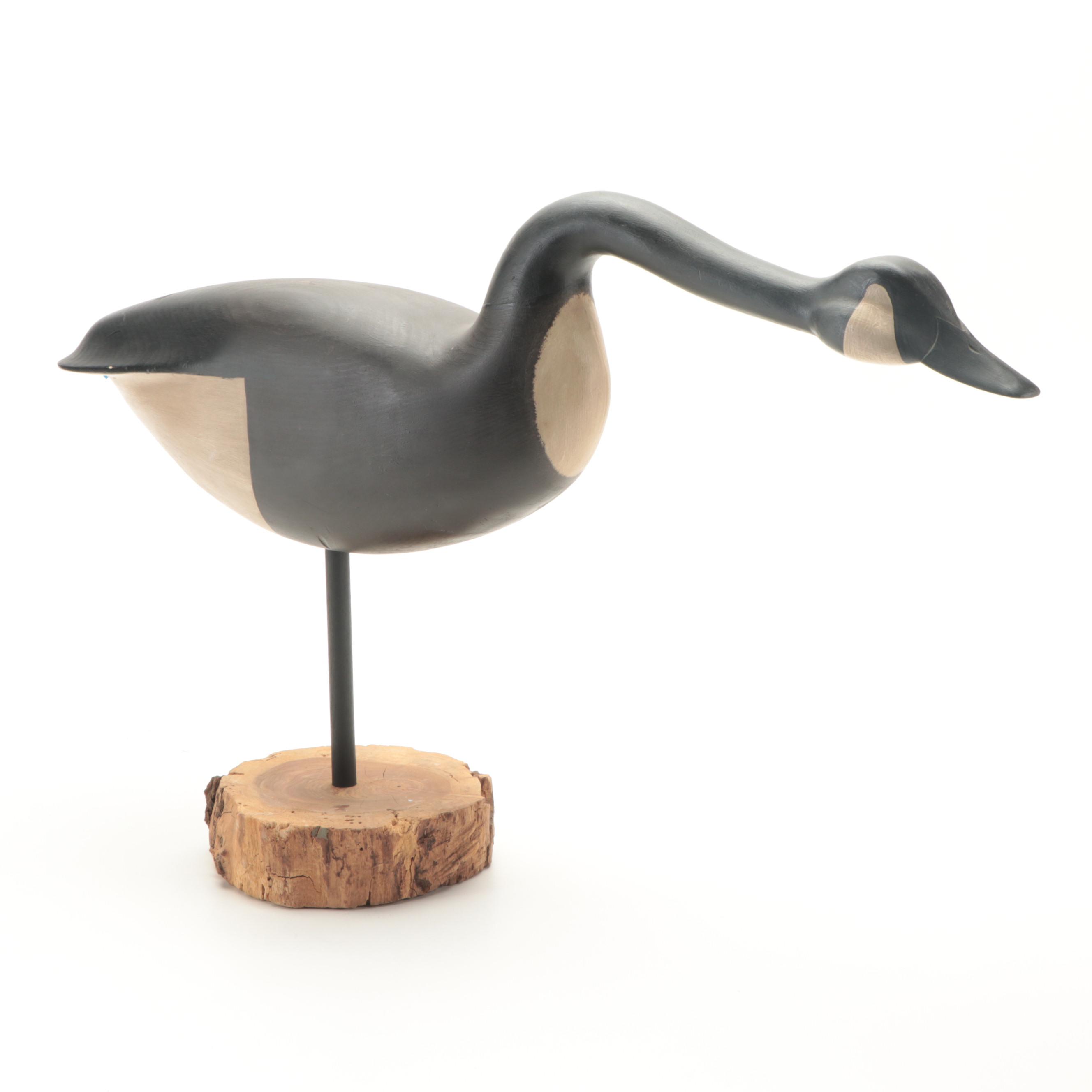 Chip Allsopp Signed Hand-Painted Carved Wood Canada Goose Figure