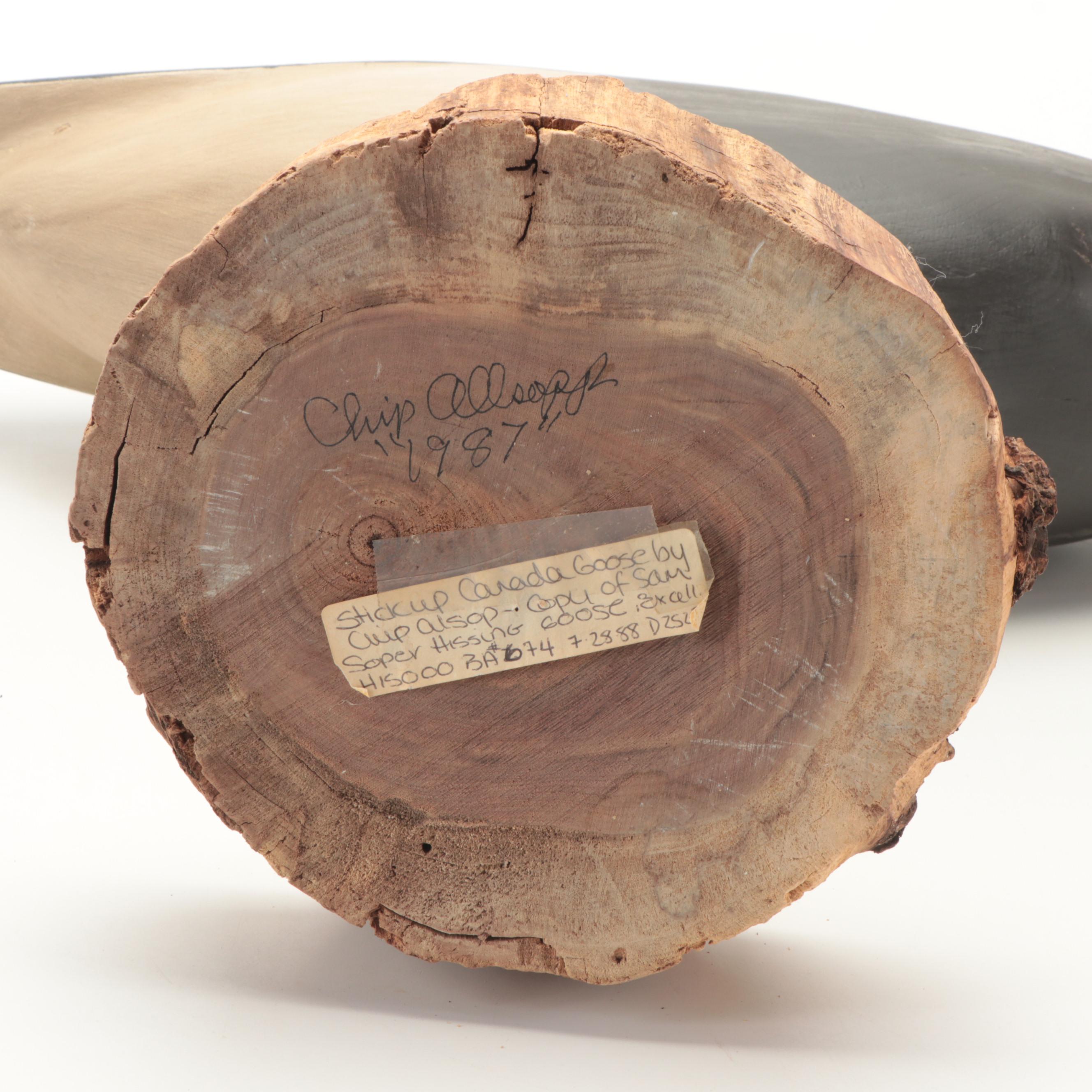 Chip Allsopp Signed Hand-Painted Carved Wood Canada Goose Figure