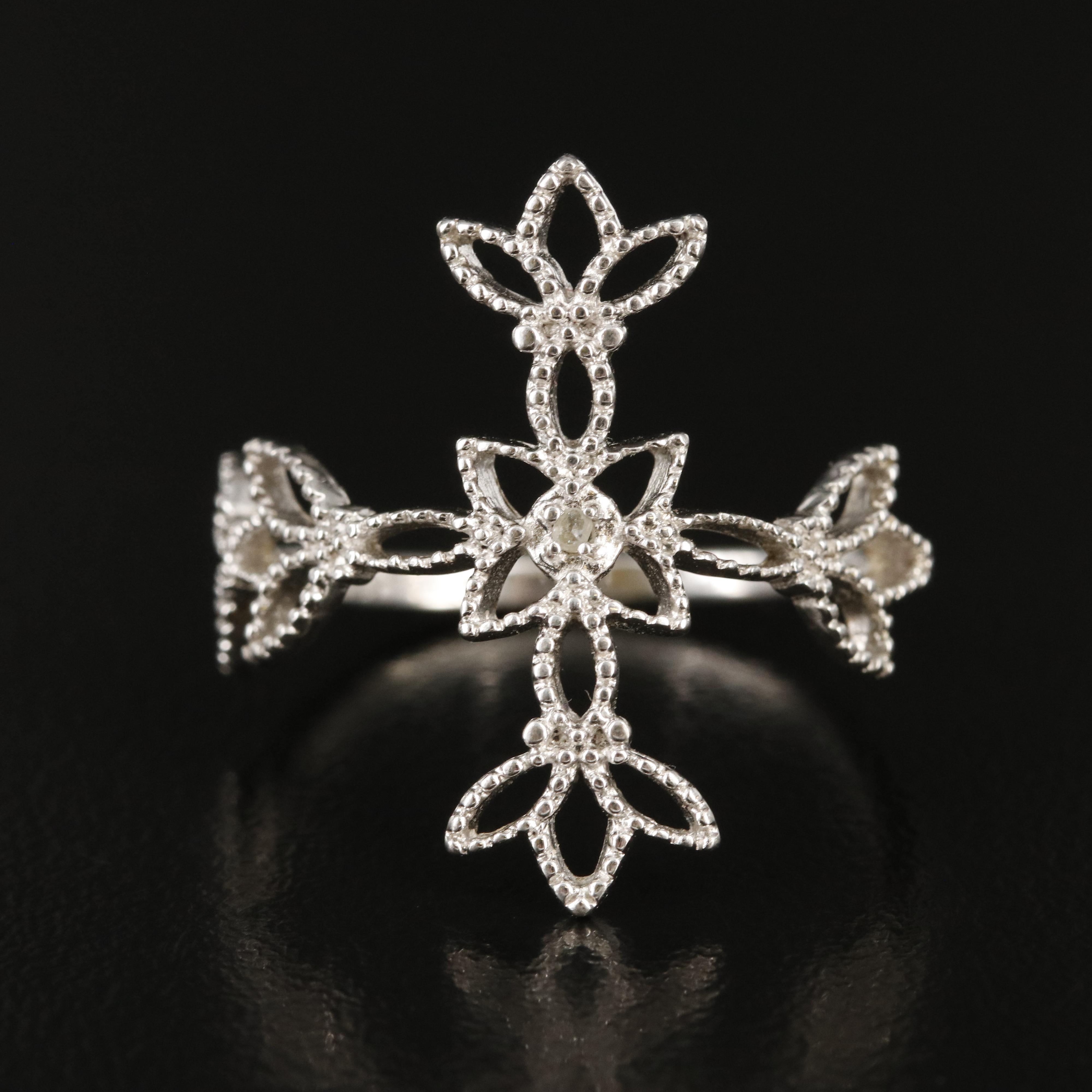 R.J. Graziano Sterling Diamond Ring with Milgrain Detail
