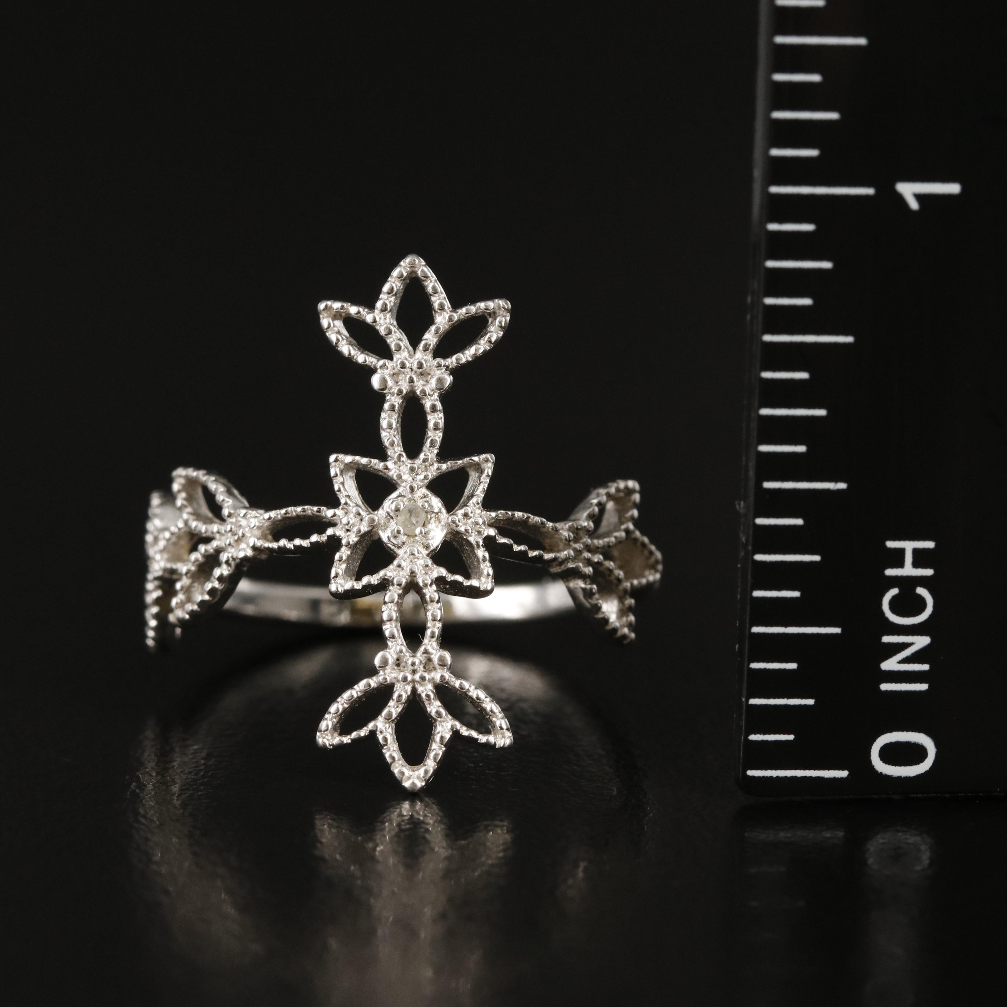 R.J. Graziano Sterling Diamond Ring with Milgrain Detail