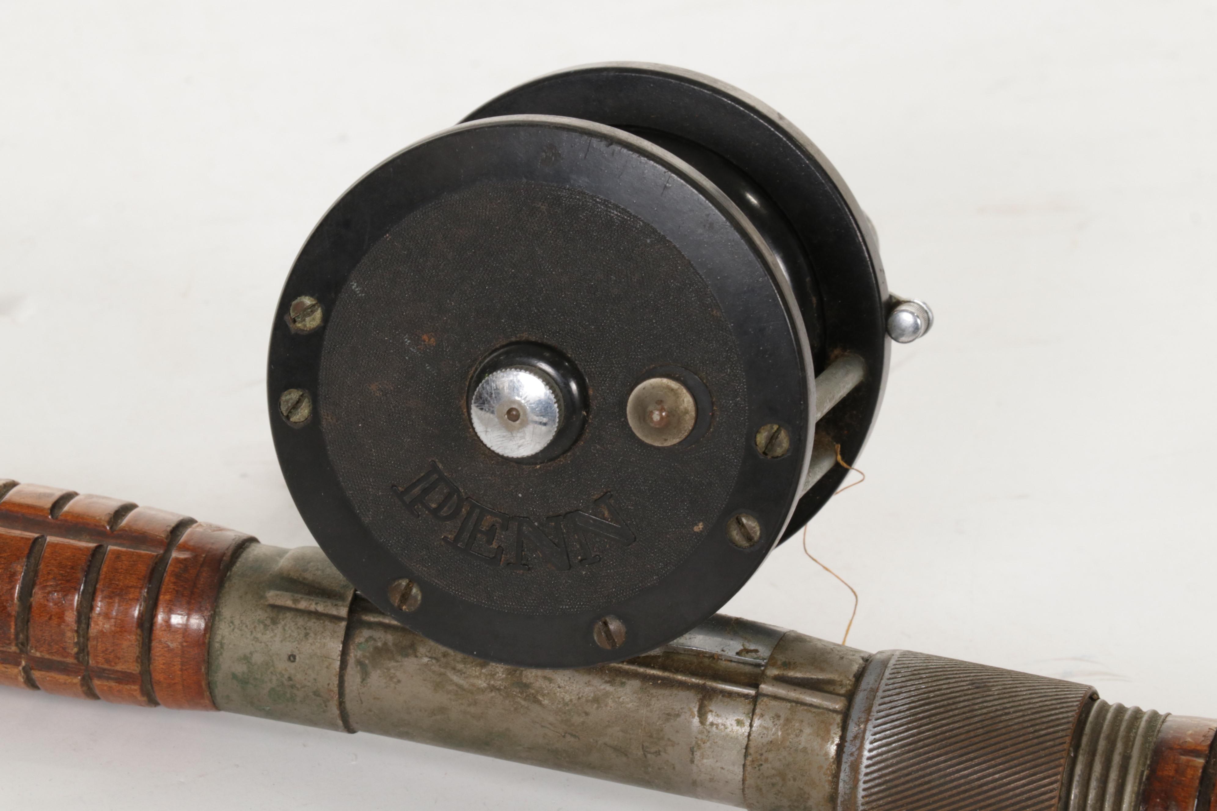 Penn Delmar No. 285 Fishing Reel With Lures and Handcrafted Model Sailboat