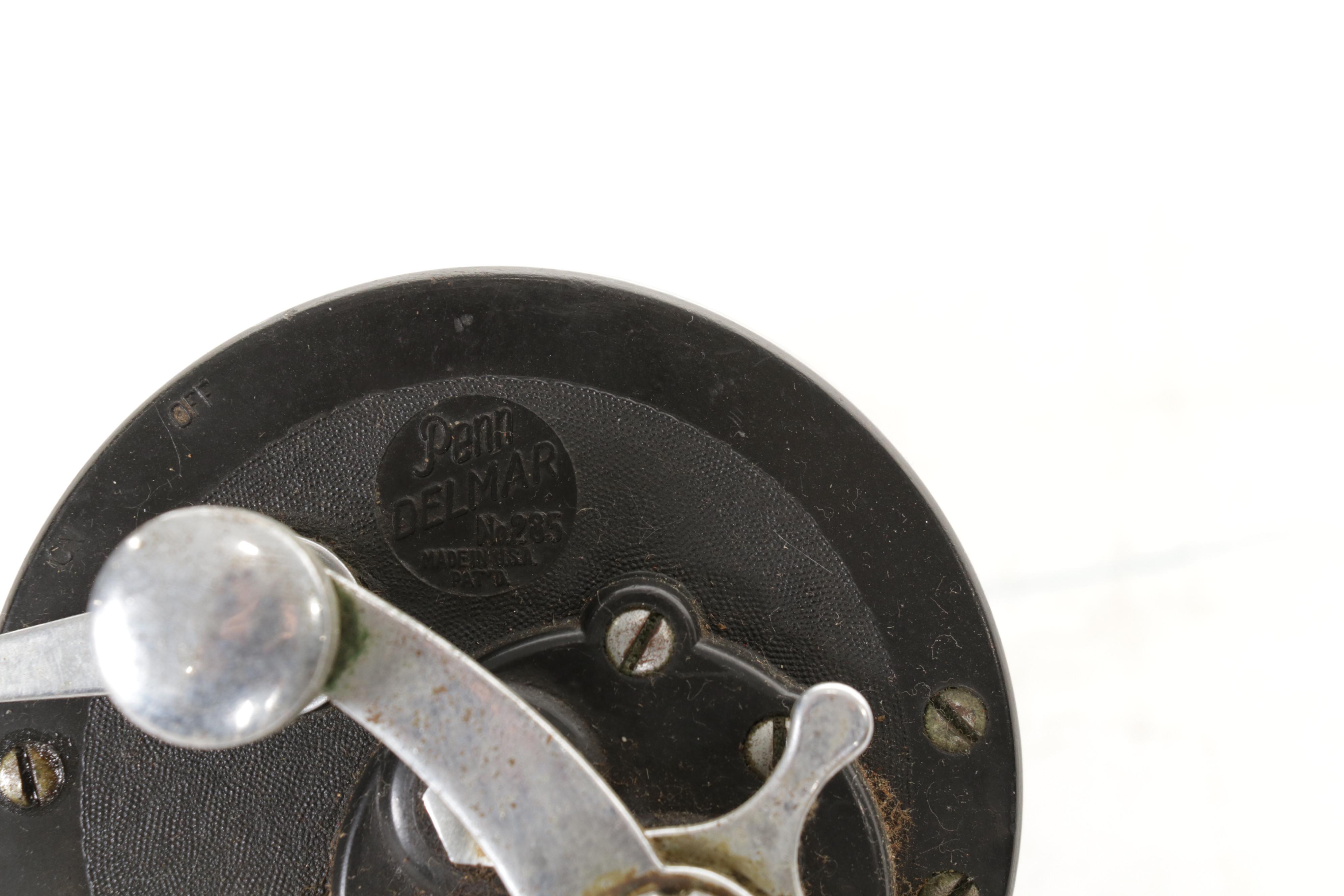Penn Delmar No. 285 Fishing Reel With Lures and Handcrafted Model Sailboat