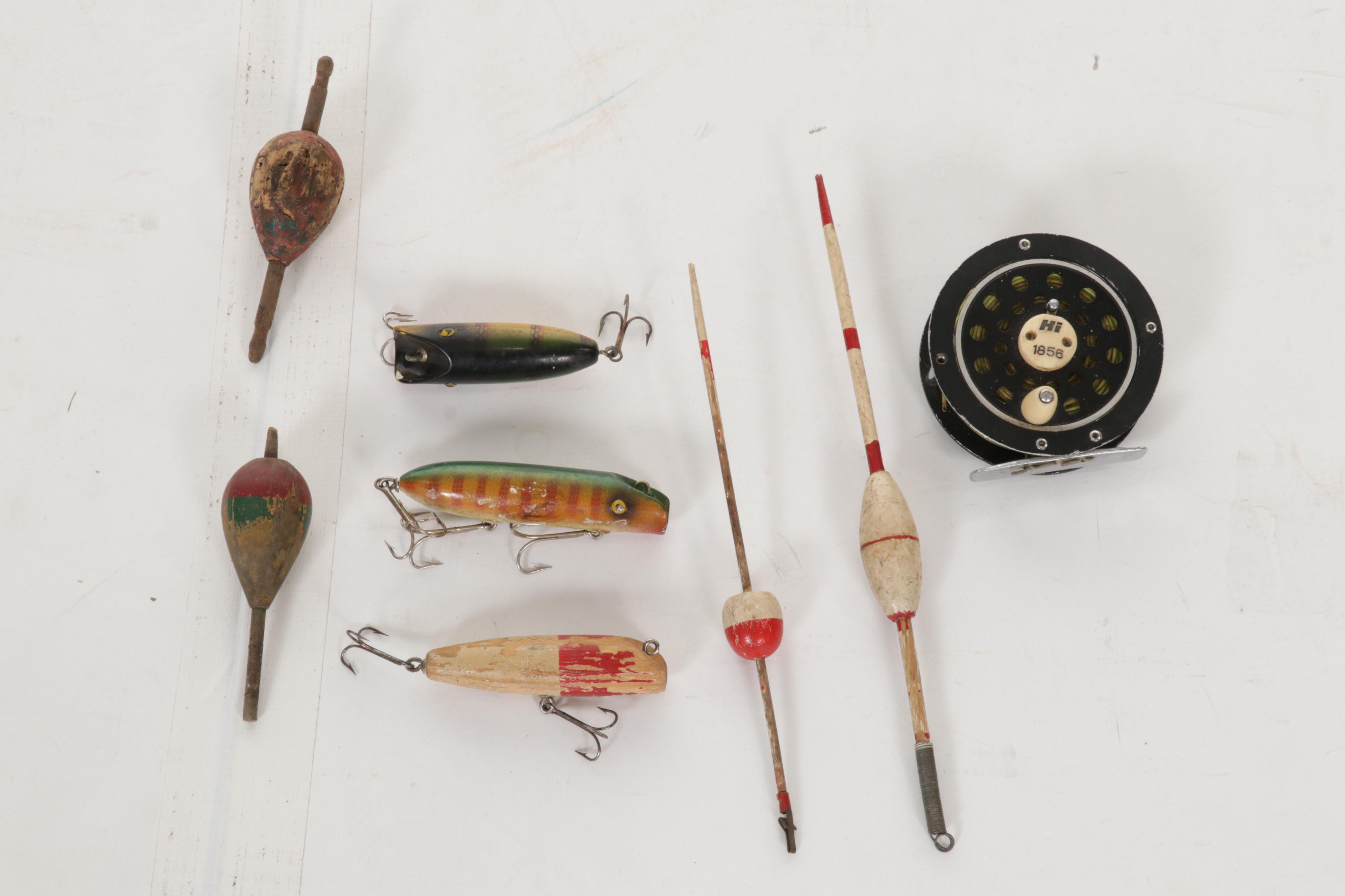 Penn Delmar No. 285 Fishing Reel With Lures and Handcrafted Model Sailboat