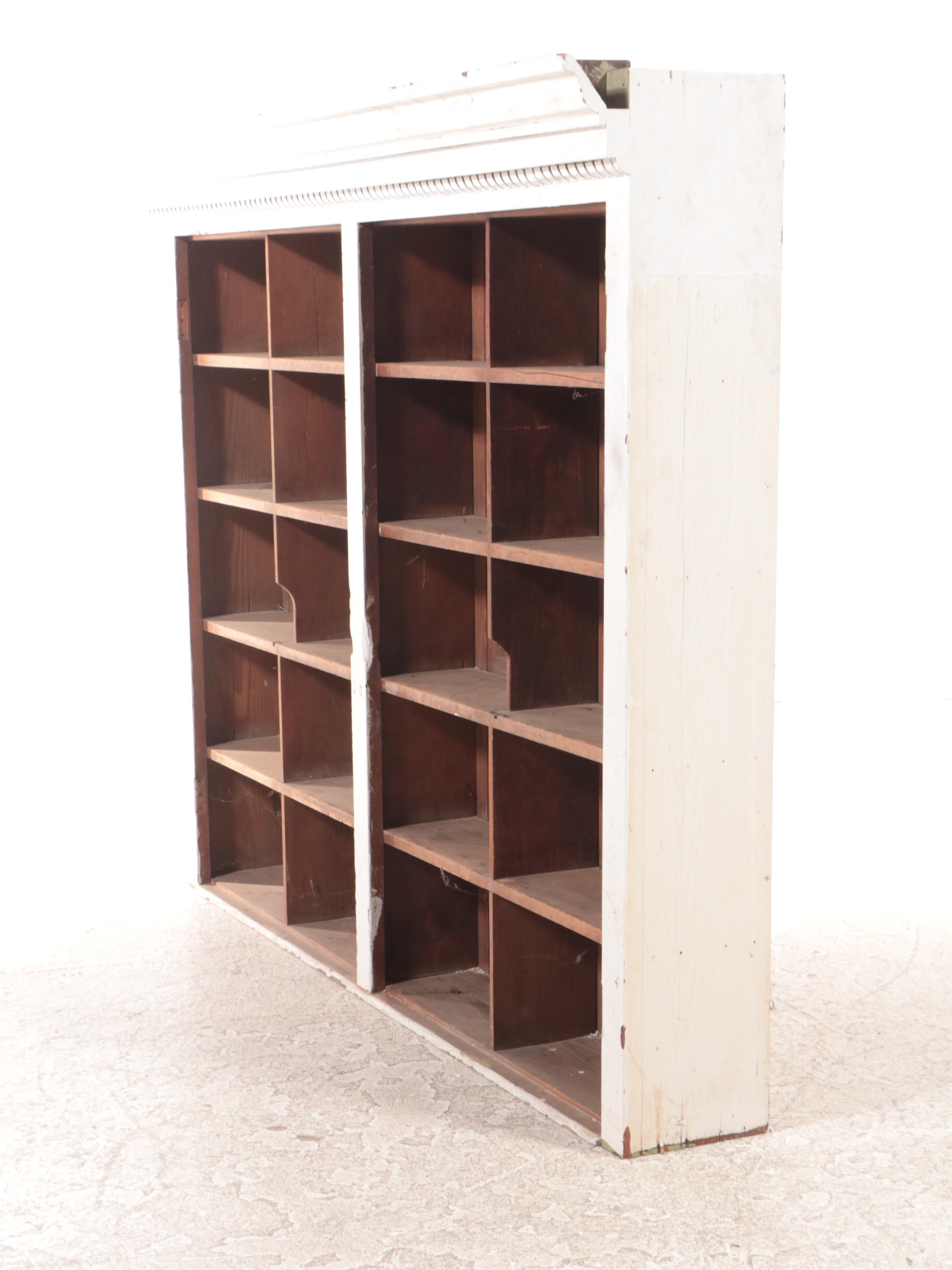 Neoclassical Style White-Painted and Beadboard Library Bookcase