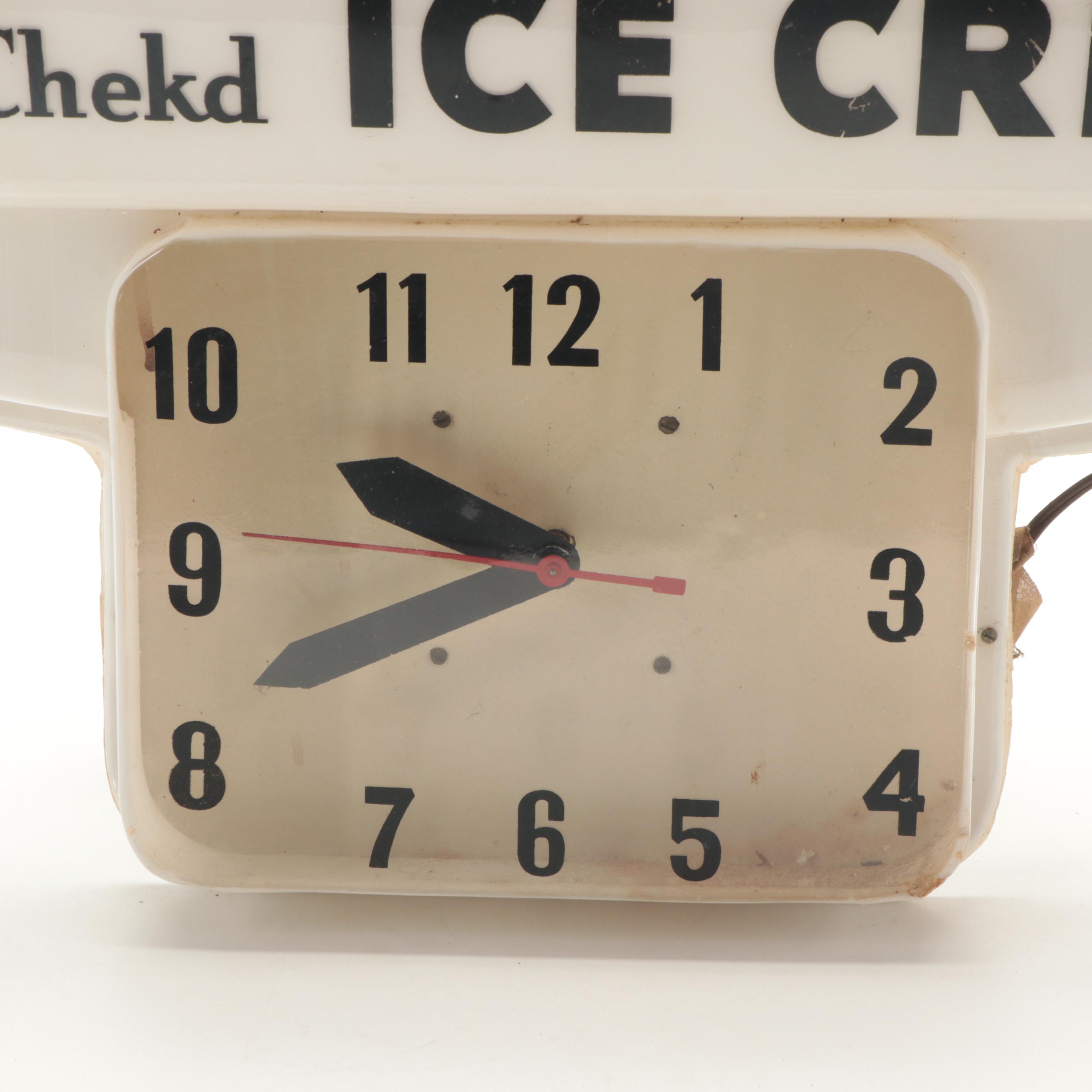 French-Bauer Ice Cream Advertising Clock, Mid to Late 20th Century