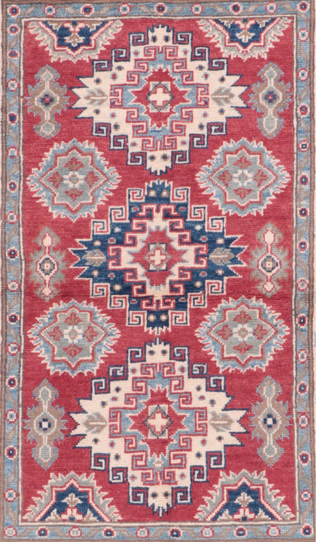 3'2 x 4'10 Hand-Knotted Pakistani Kazak Accent Rug